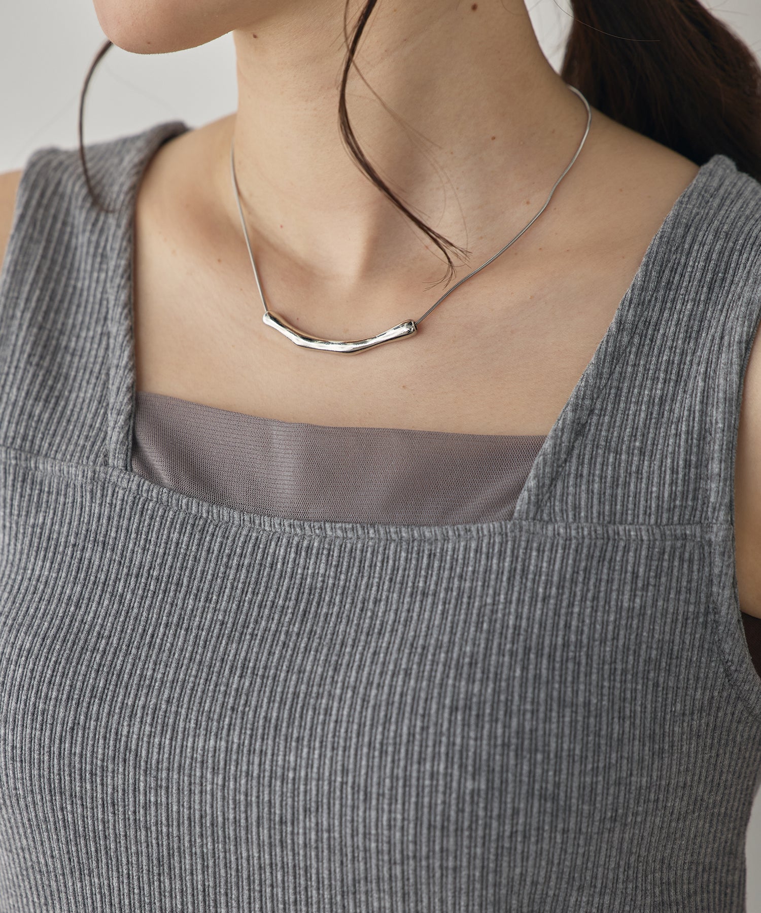 RANDOM RIB TULLE TANK TOP