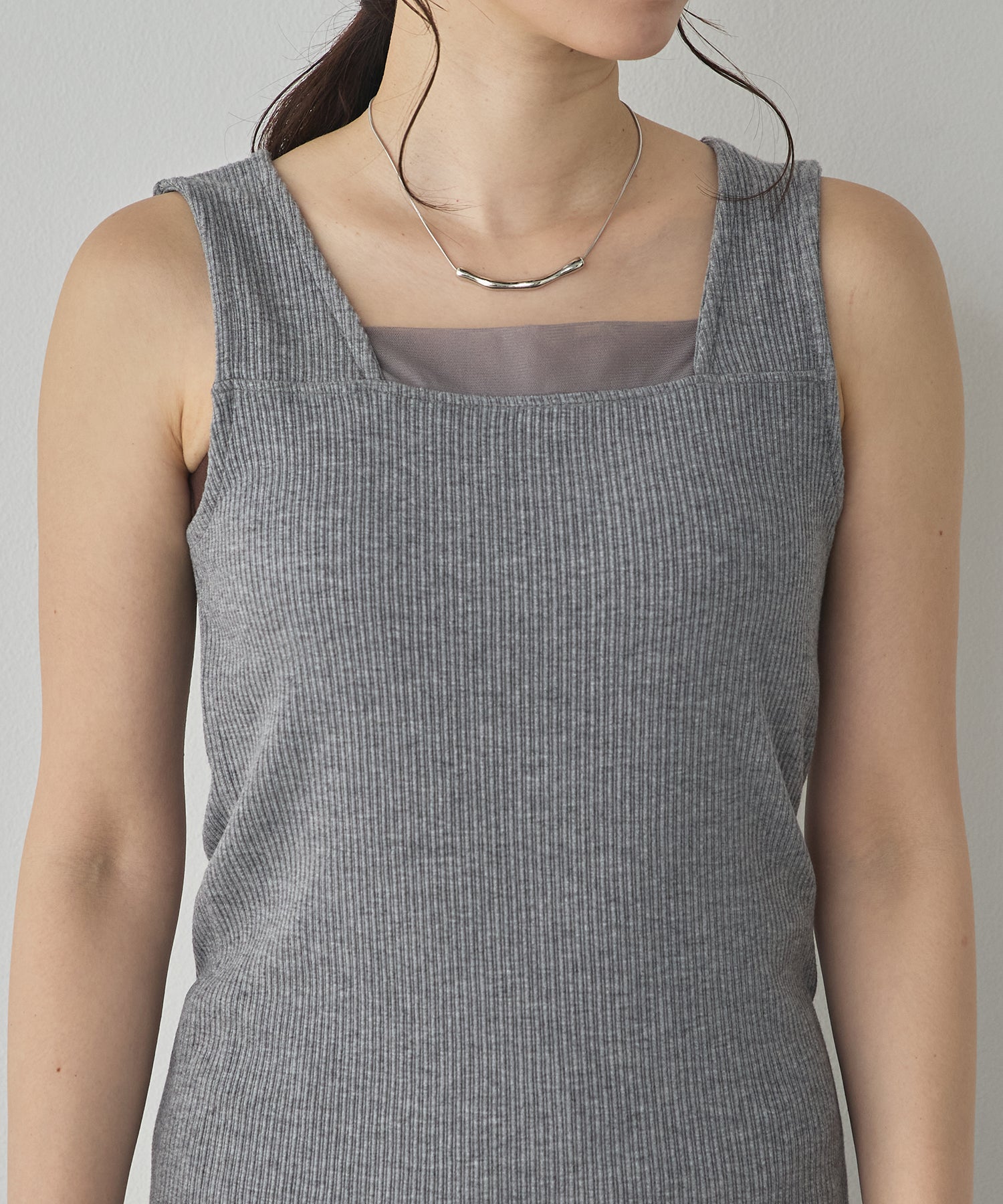 RANDOM RIB TULLE TANK TOP