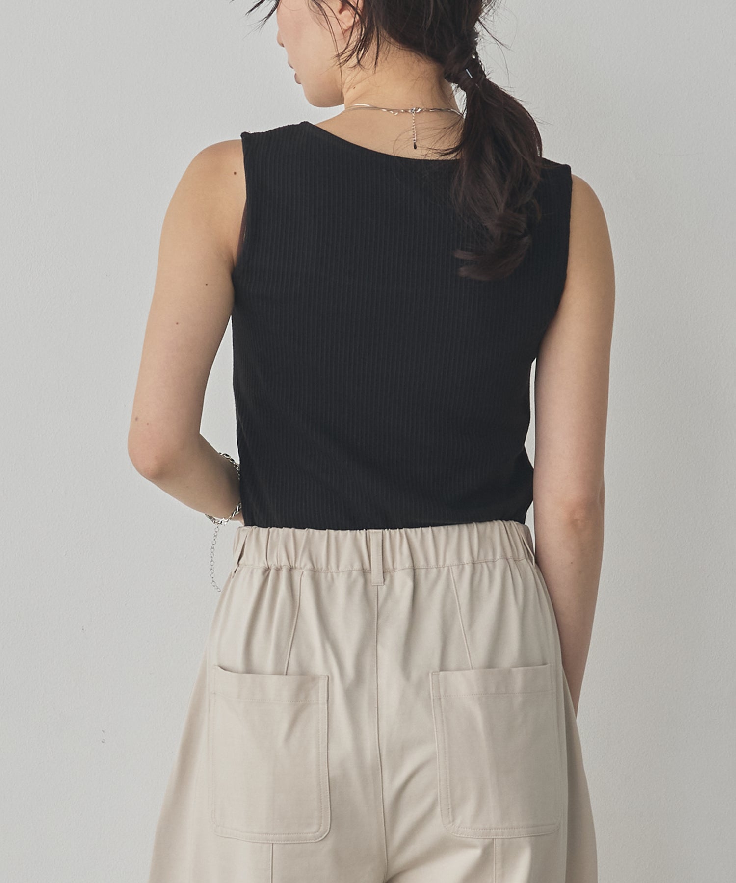 RANDOM RIB TULLE TANK TOP