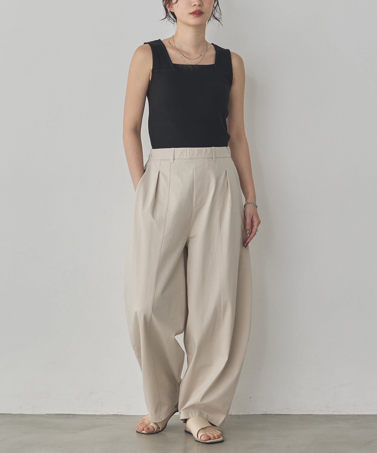RANDOM RIB TULLE TANK TOP