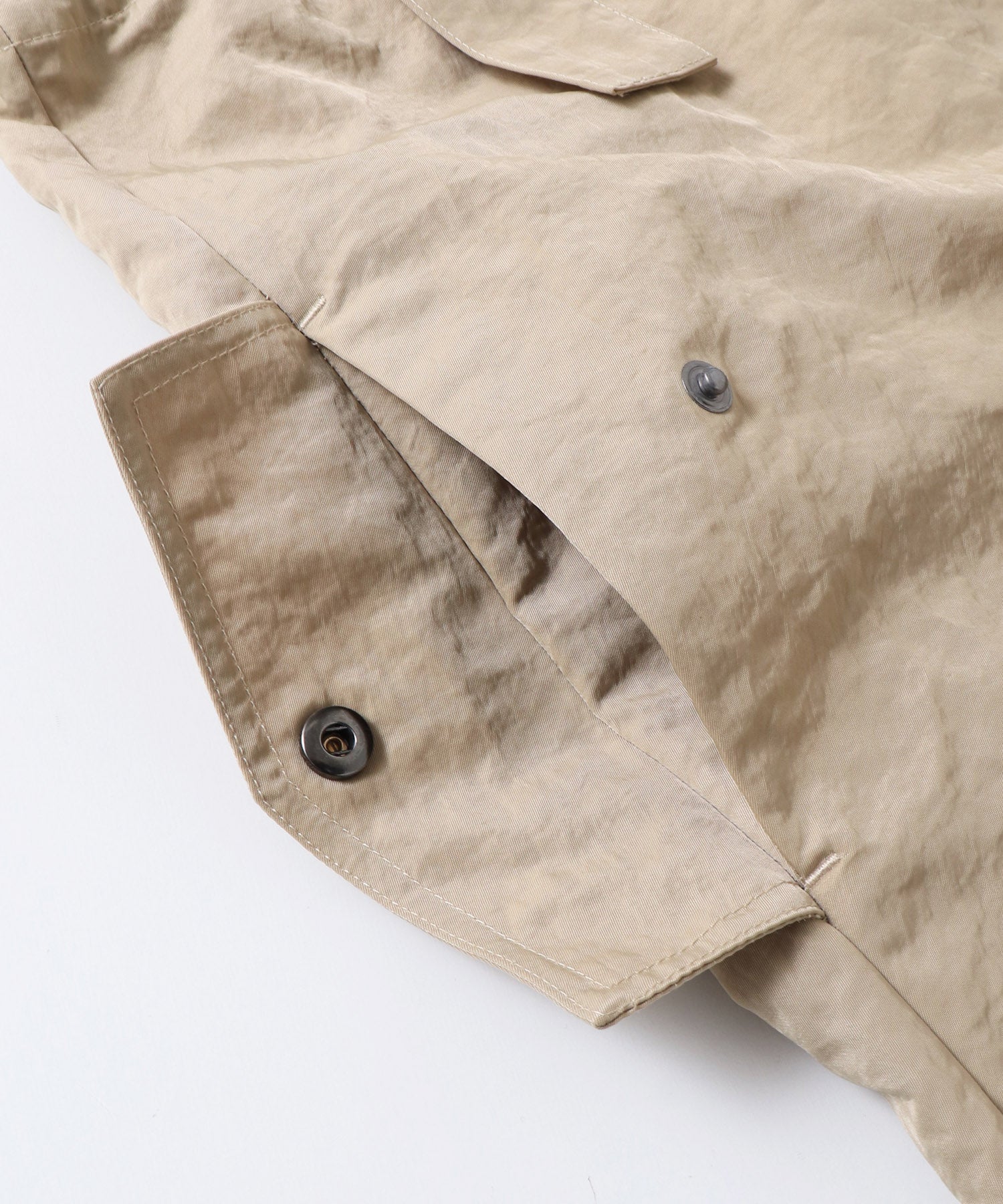 フロントジップ ウエストギャザー サロペット