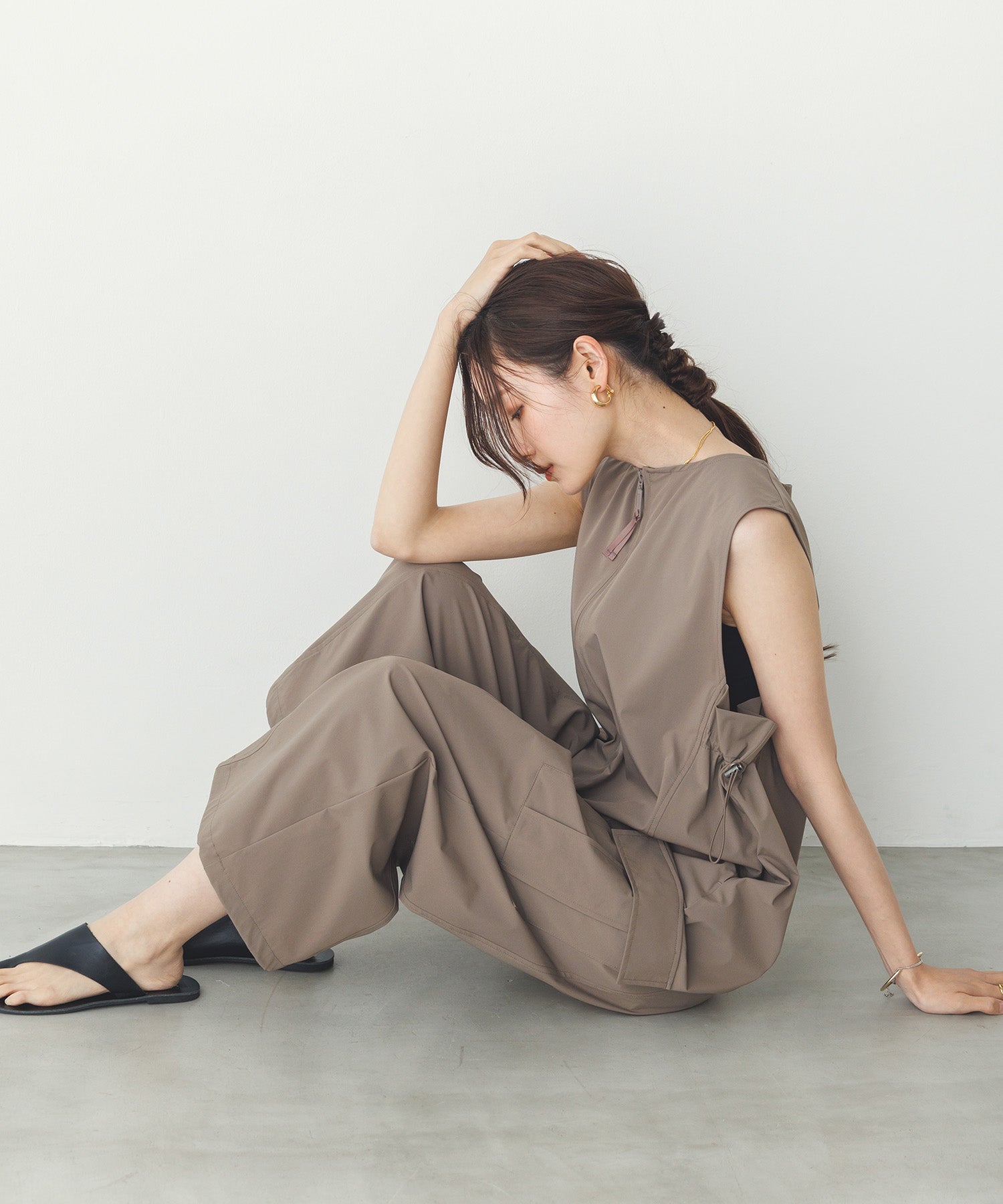 【接触冷感】サイドギャザー オールインワン
