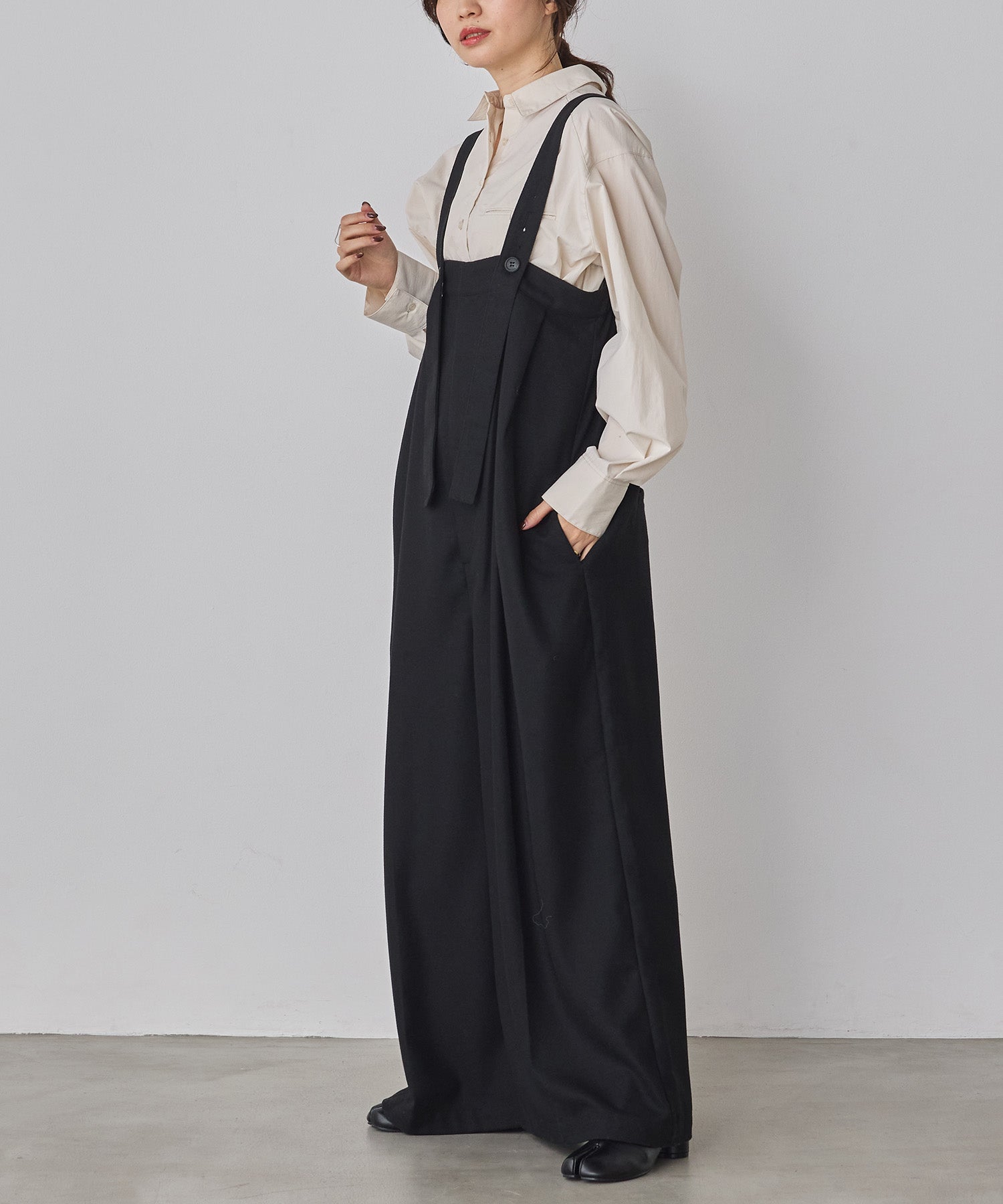 WOOL BLEND WIDE SALOPETTE