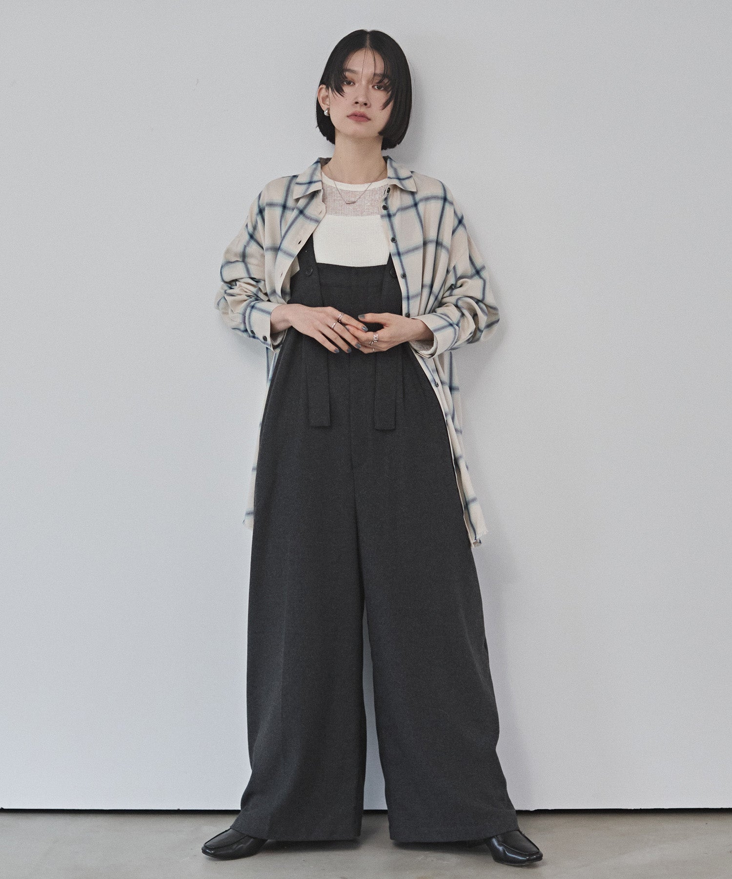 WOOL BLEND WIDE SALOPETTE