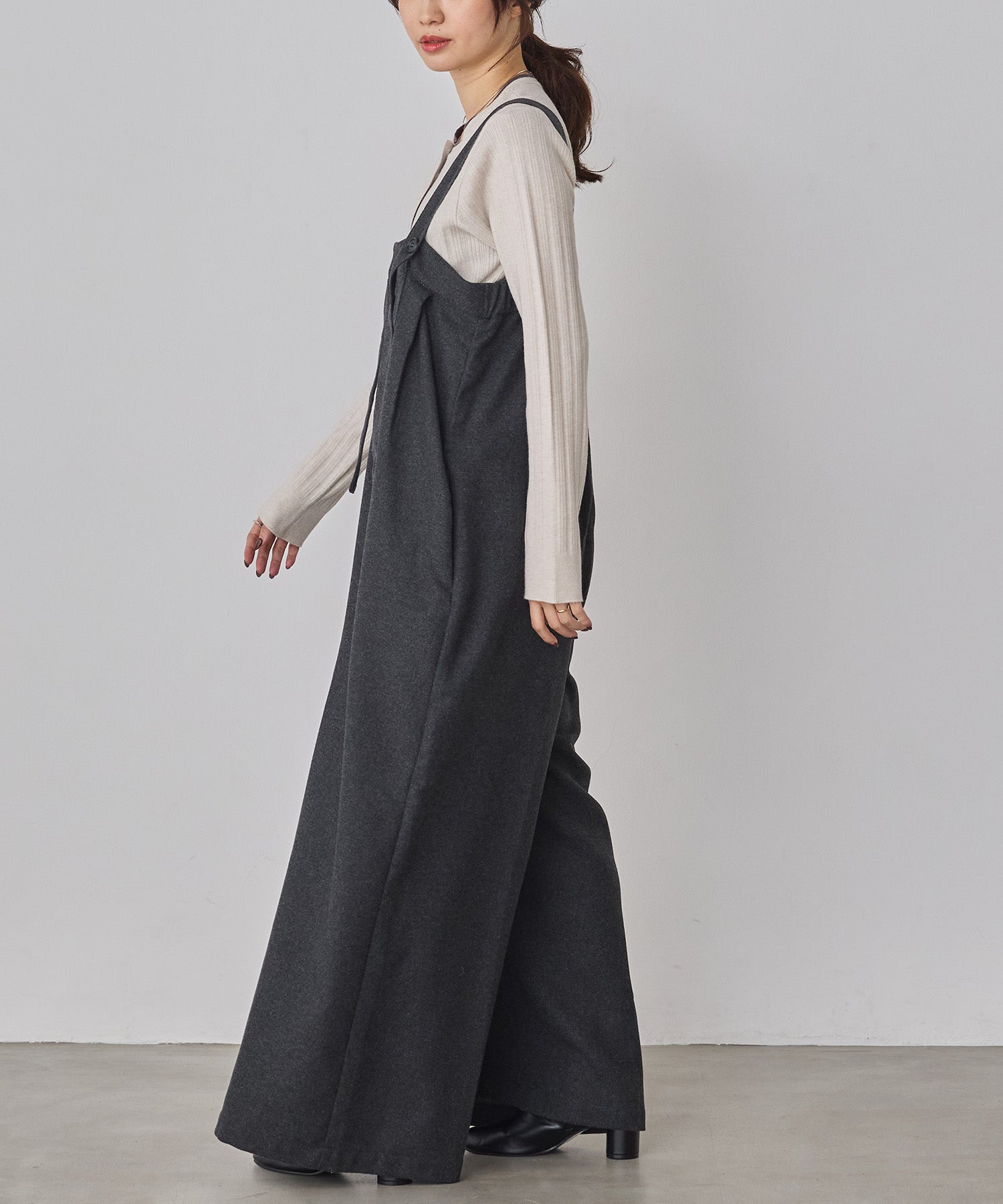 WOOL BLEND WIDE SALOPETTE