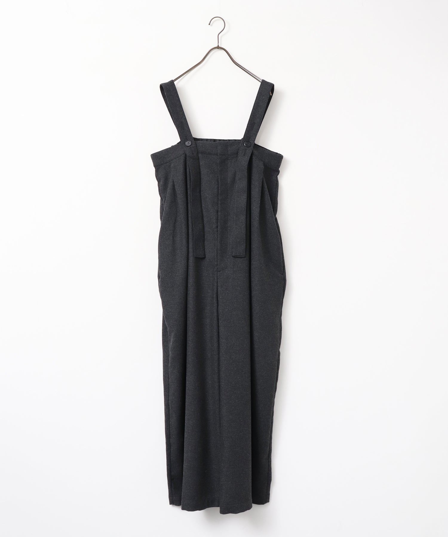 ウール混 ワイドサロペット