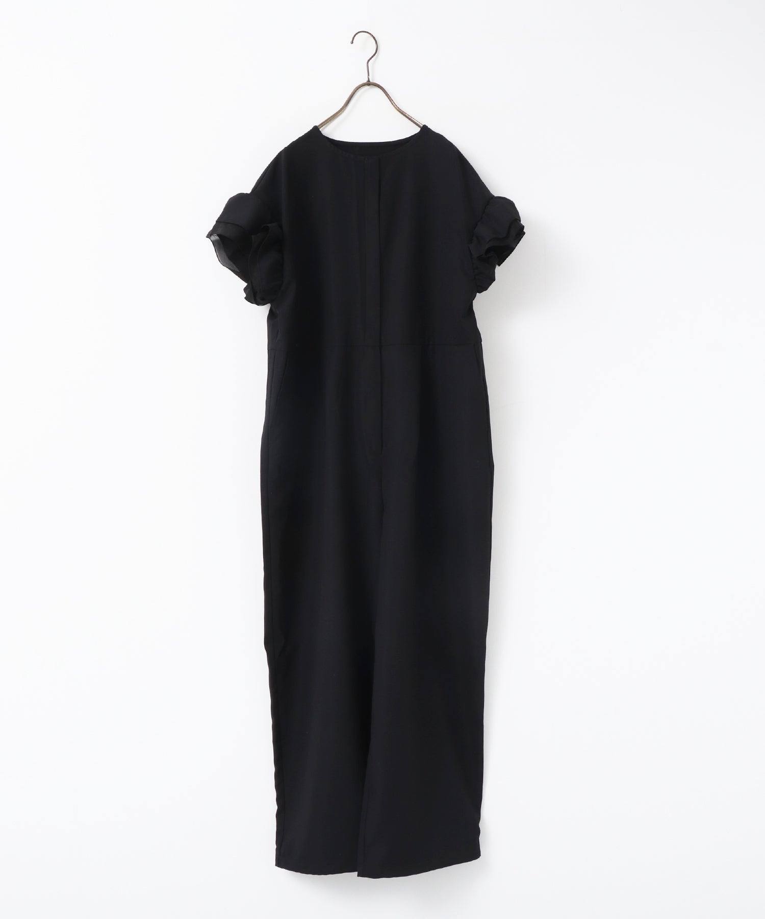 LINEN-LIKE RUFFLE-SLEEVE JUMPSUIT