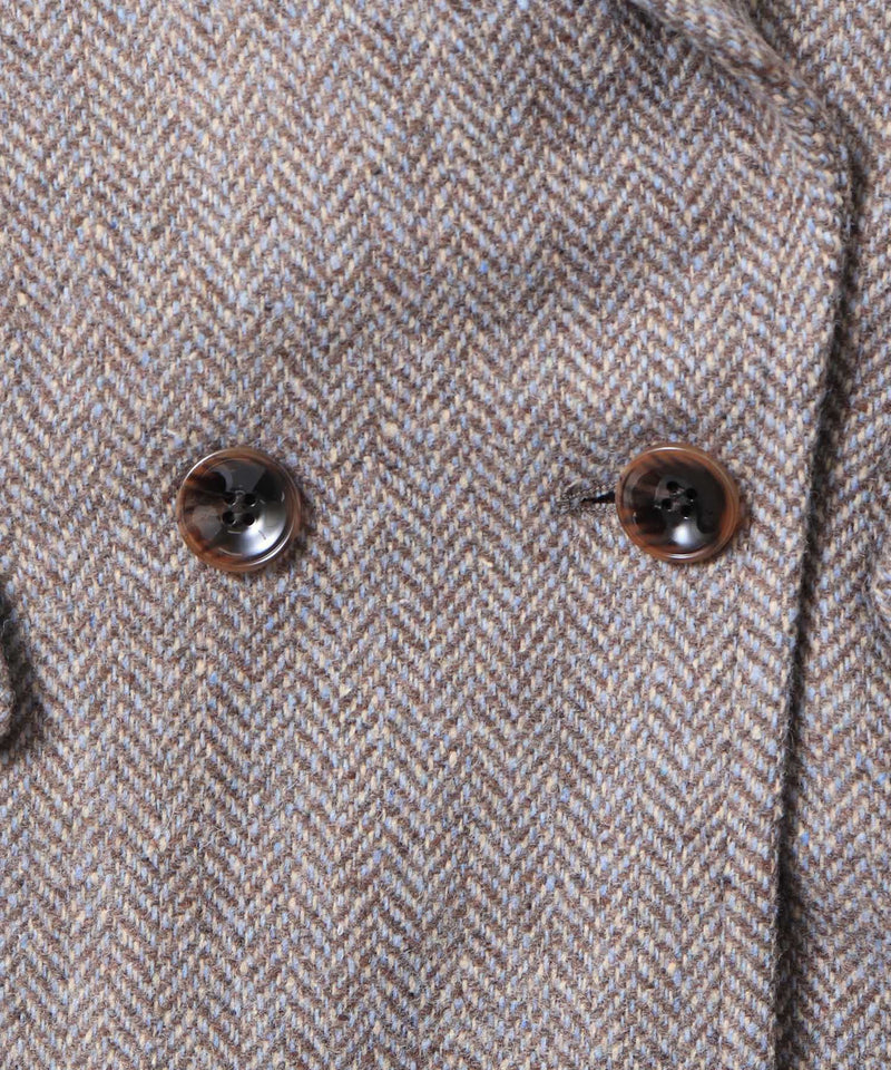 ウール混ツイードビッグカラーミディコート | 秋冬 長袖 ダブル