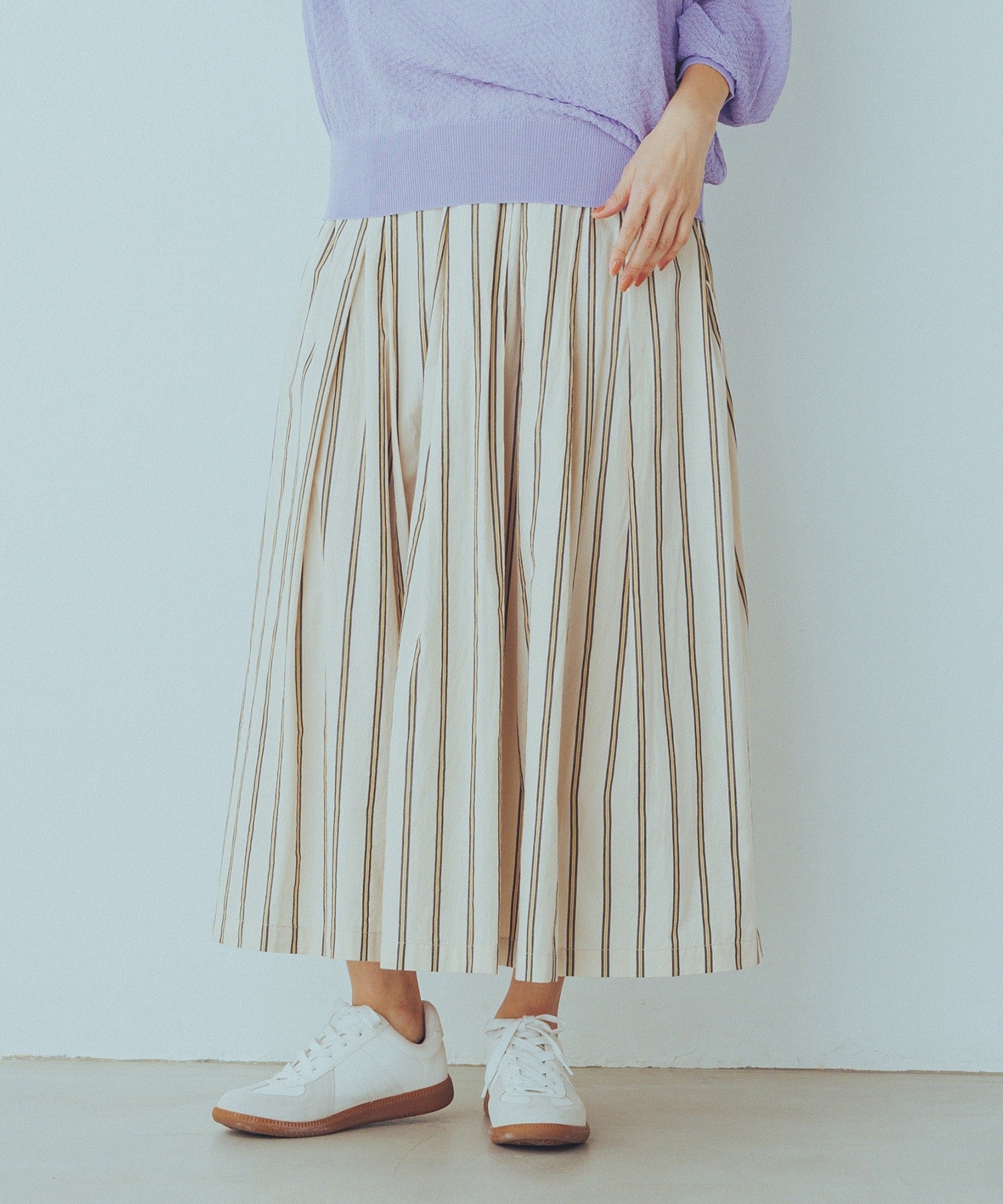 PLEATS PLEASE 2013 いじる ストライプ柄 フレアスカート