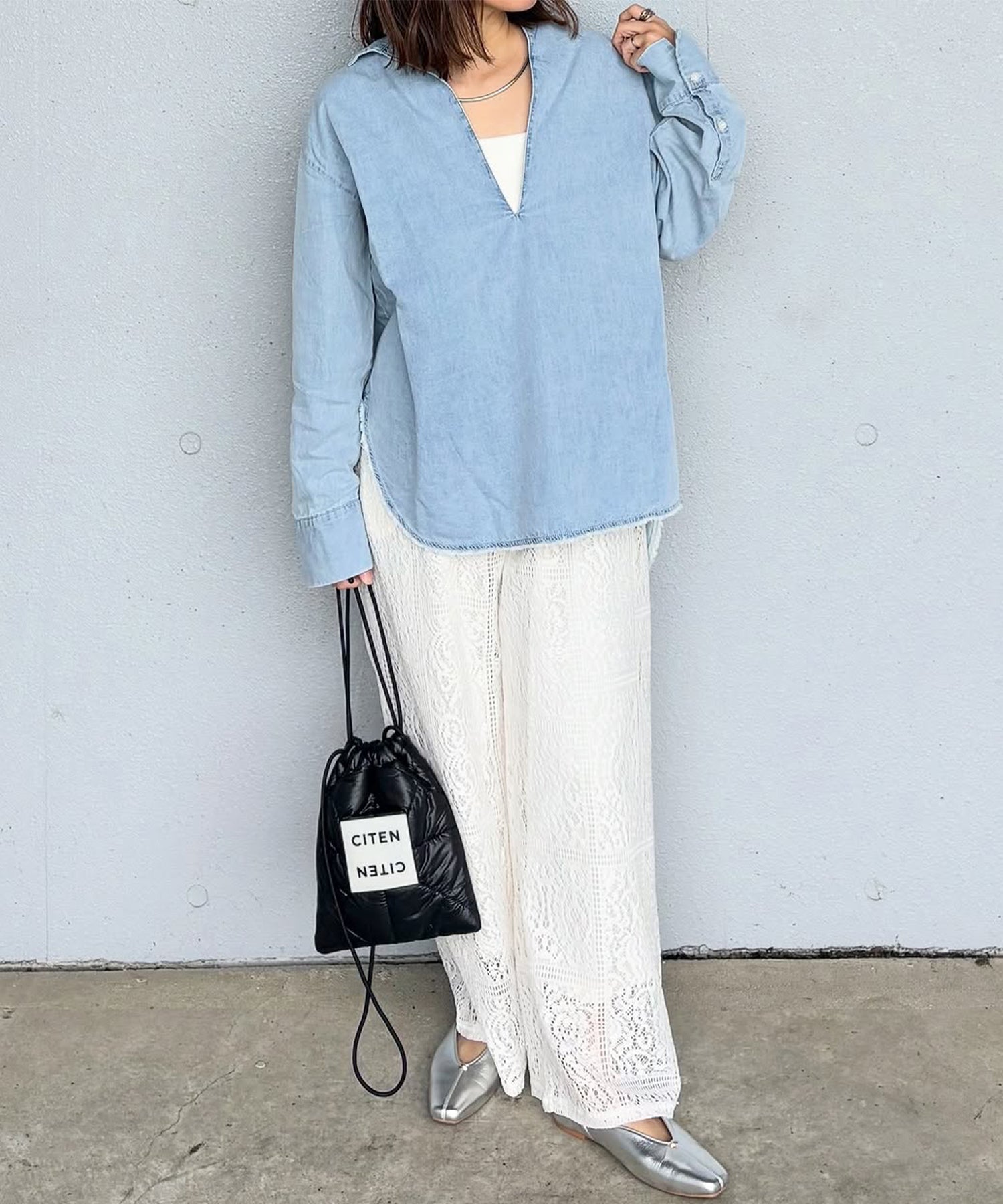 [LIMITED] BROAD/TENCEL DENIM SKIPPER SHIRT