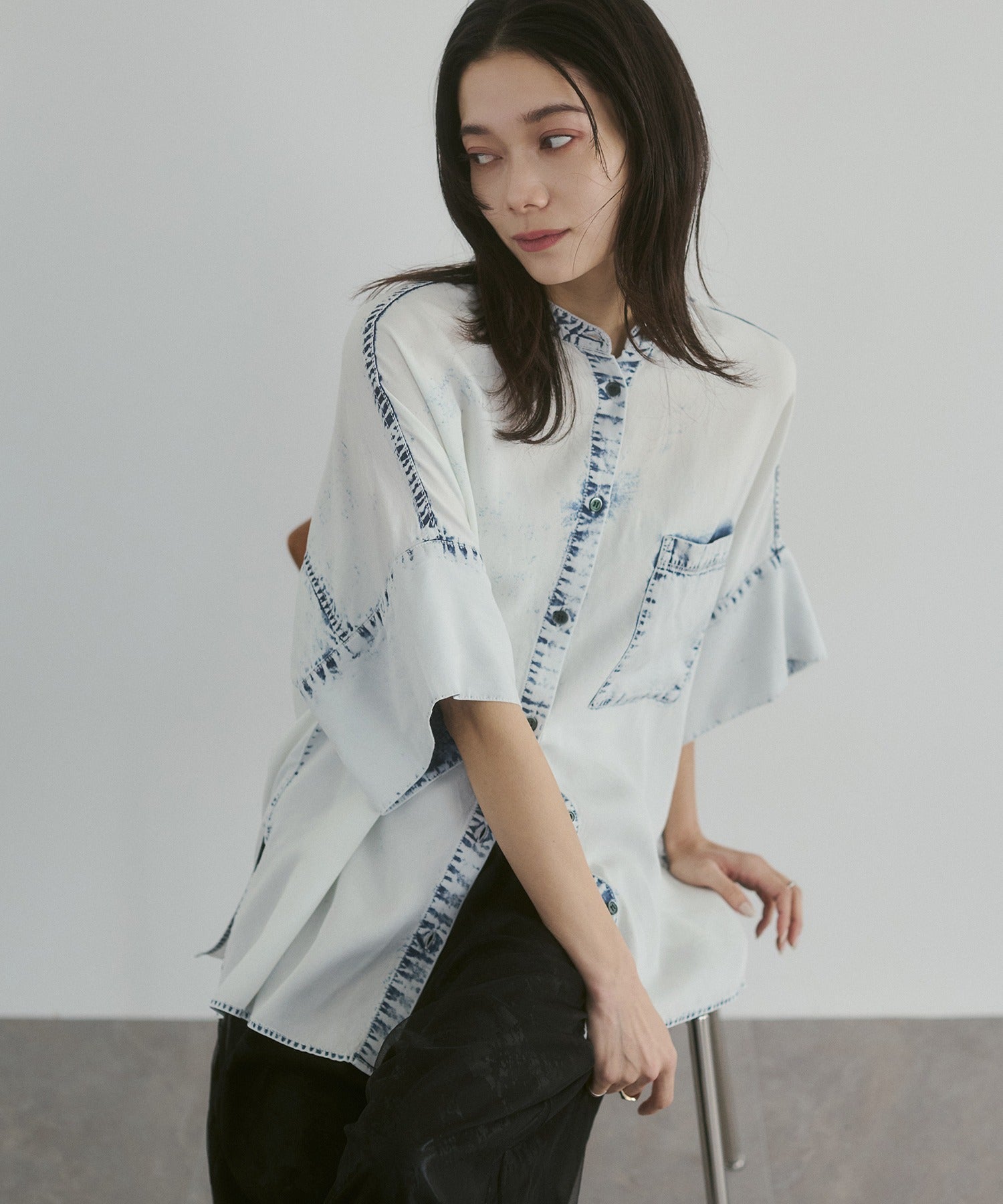 TENCEL DENIM HALF SLEEVE OVERSHIRT