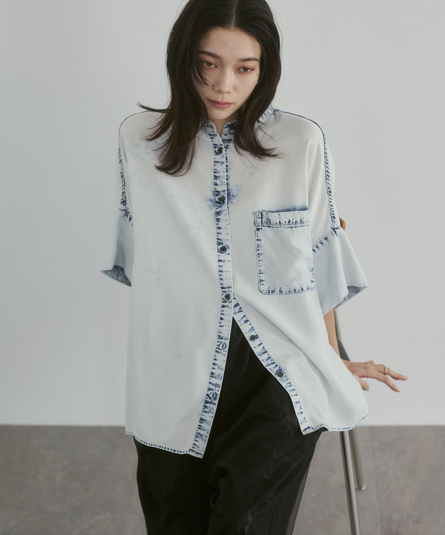 TENCEL DENIM HALF SLEEVE OVERSHIRT