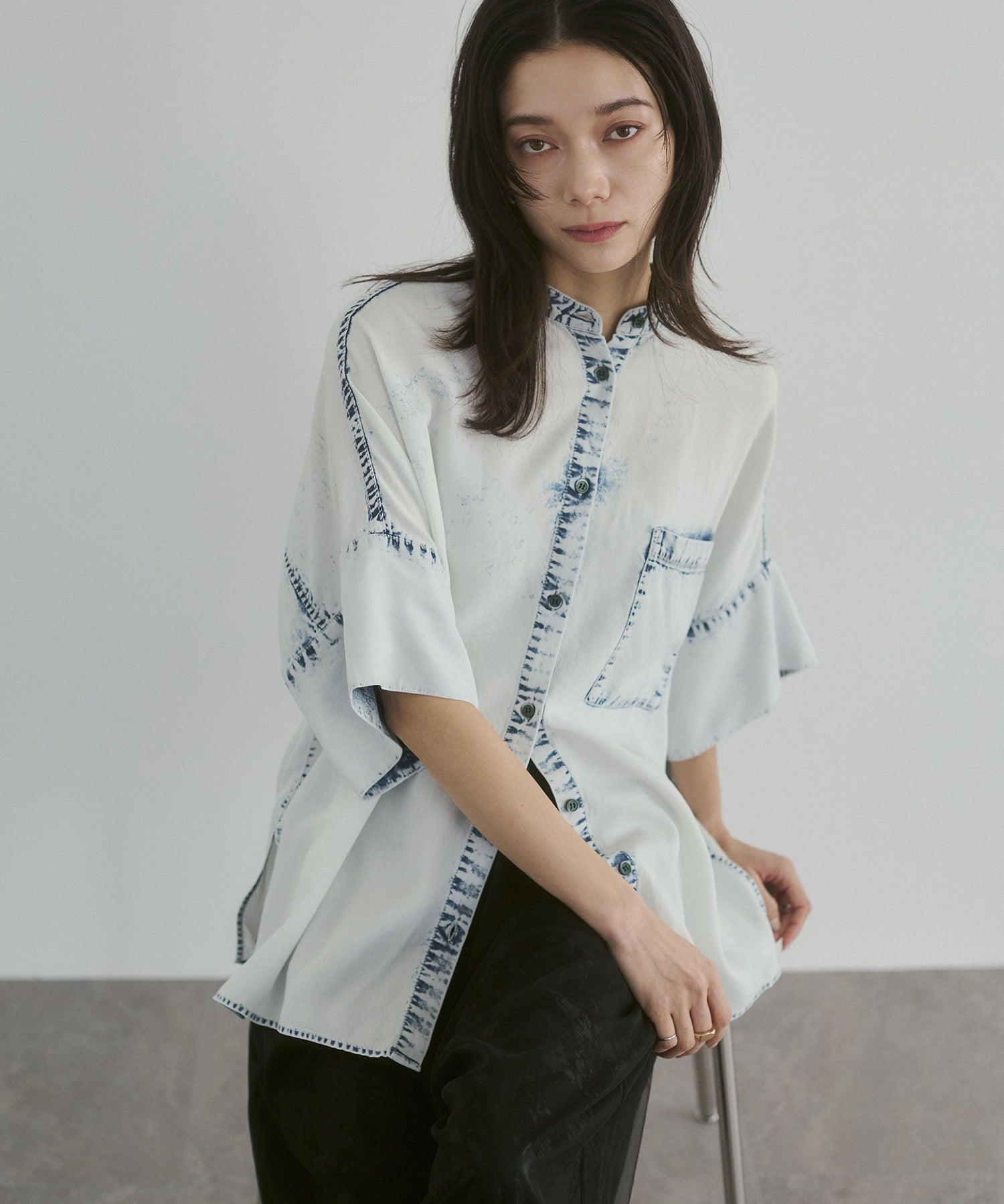 TENCEL DENIM HALF SLEEVE OVERSHIRT