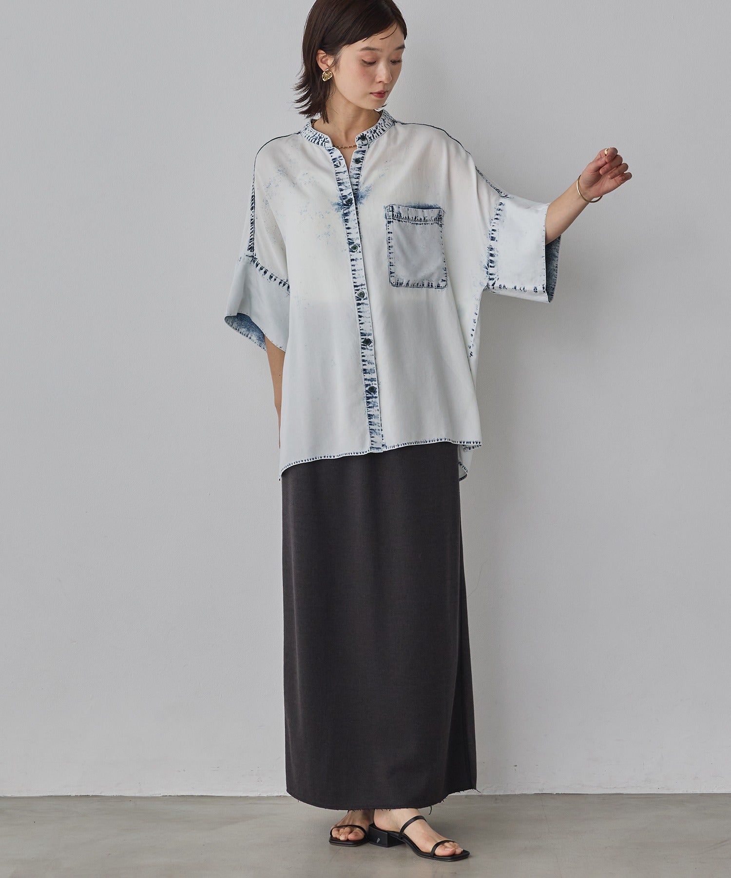 TENCEL DENIM HALF SLEEVE OVERSHIRT