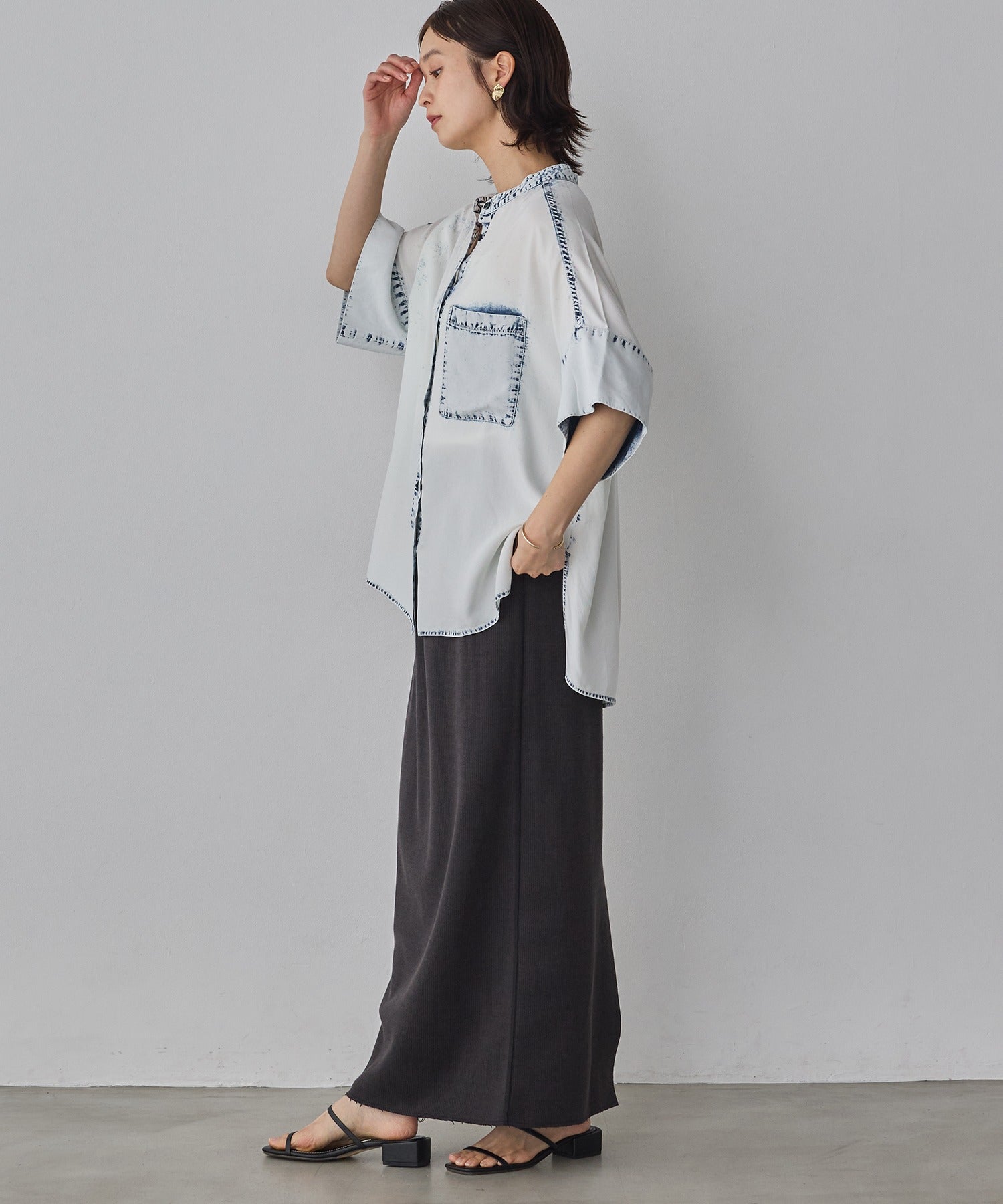 TENCEL DENIM HALF SLEEVE OVERSHIRT