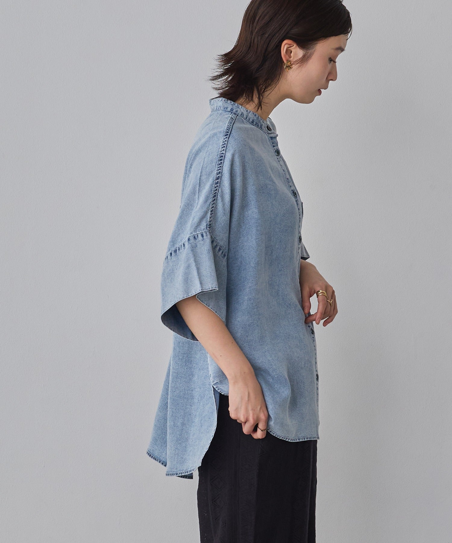 TENCEL DENIM HALF SLEEVE OVERSHIRT