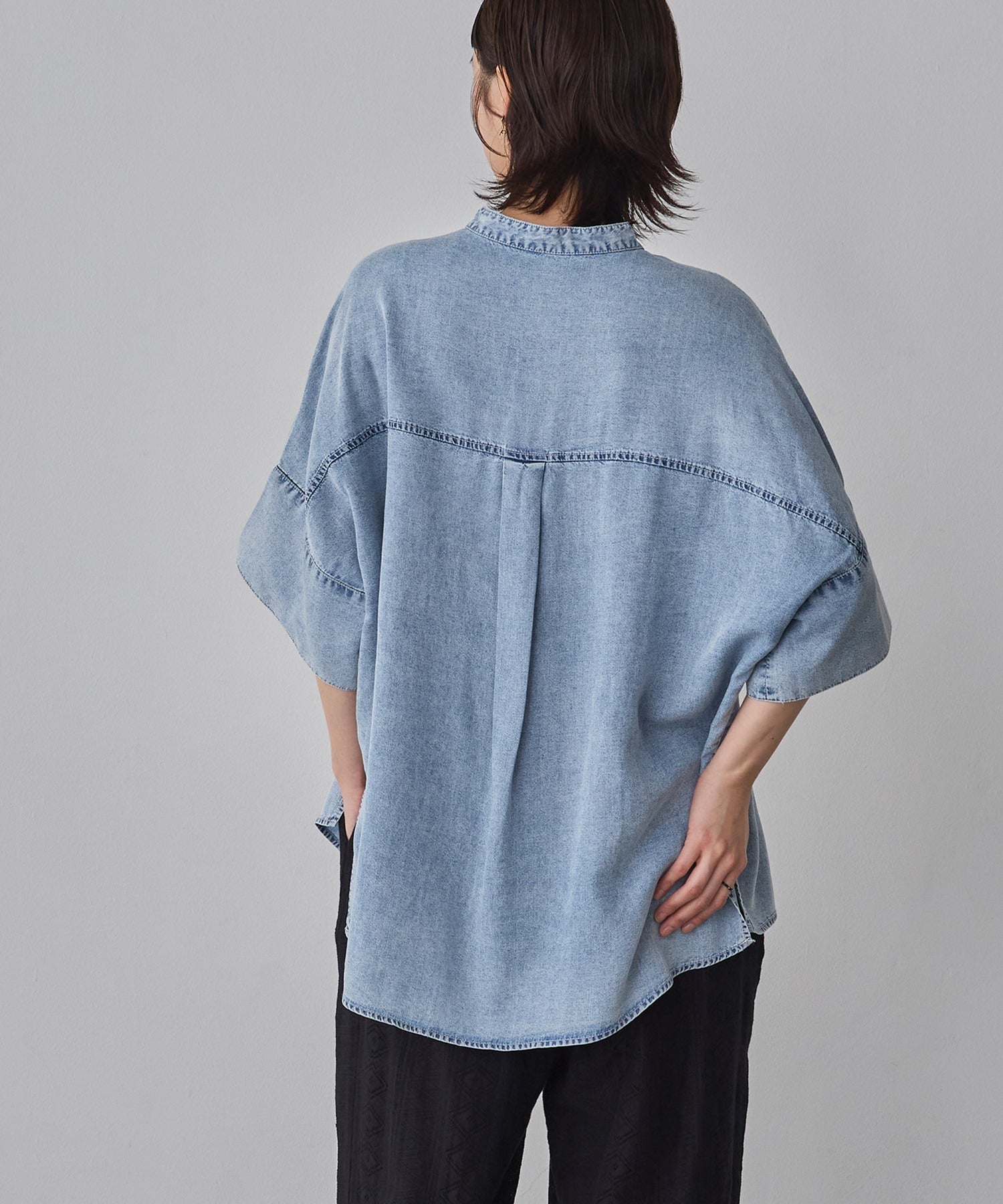 TENCEL DENIM HALF SLEEVE OVERSHIRT