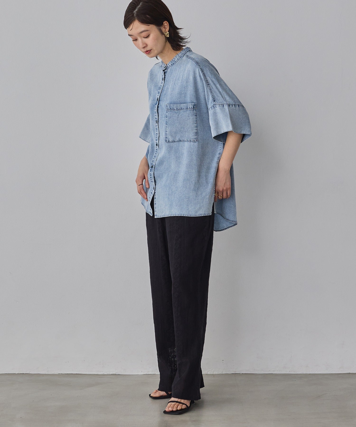 TENCEL DENIM HALF SLEEVE OVERSHIRT