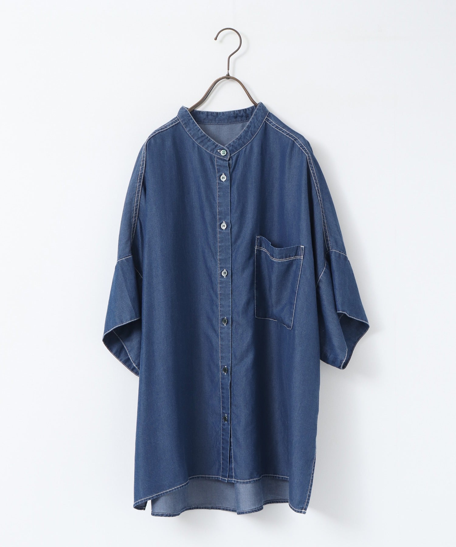 むん TENCEL DENIM HALF SLEEVE OVERSHIRT