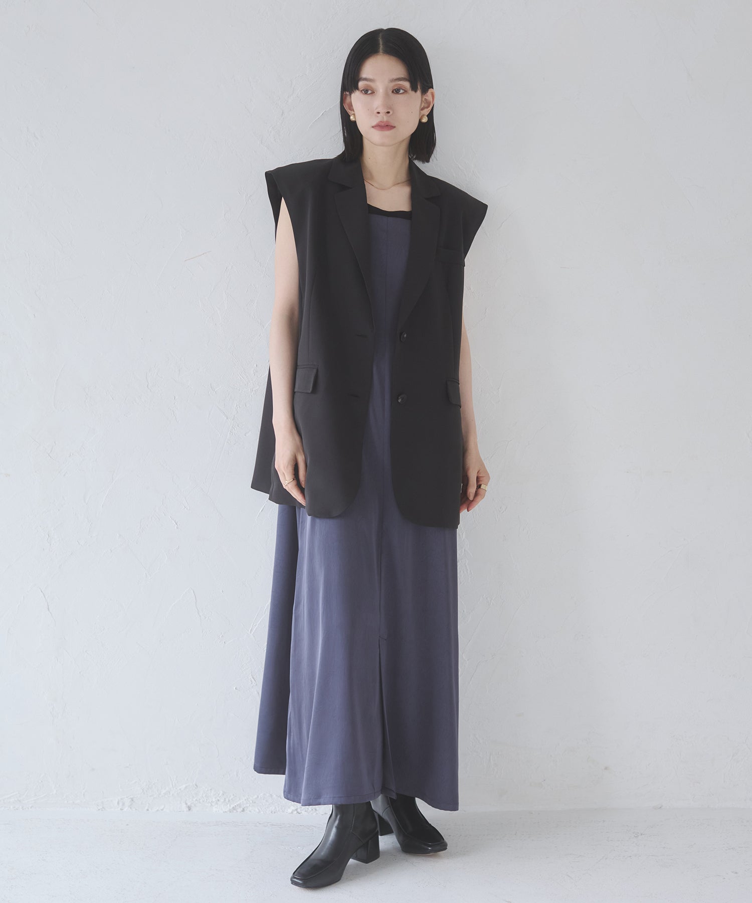 前後2WAY ワッシャーサテン キャミワンピース