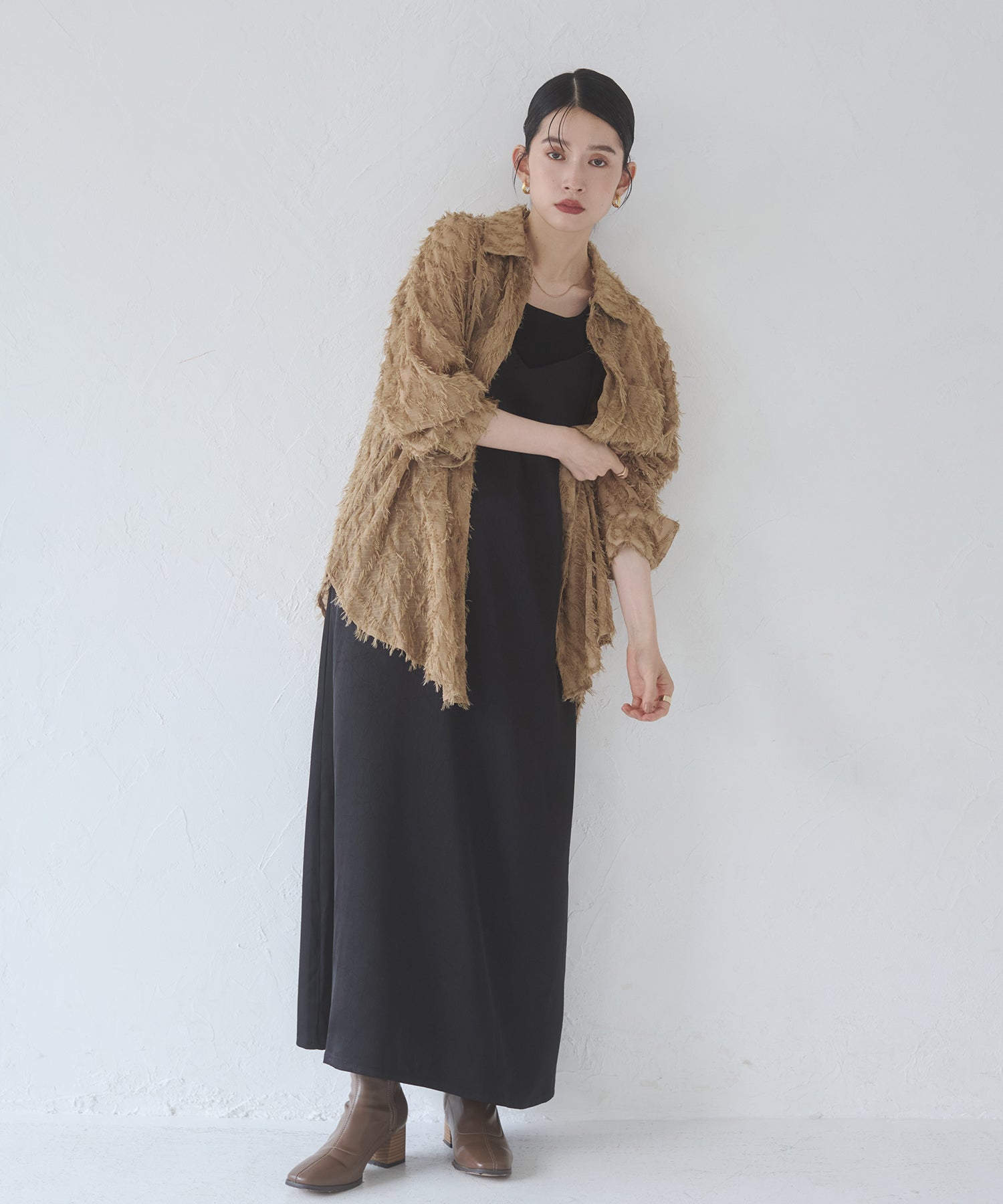 前後2WAY ワッシャーサテン キャミワンピース