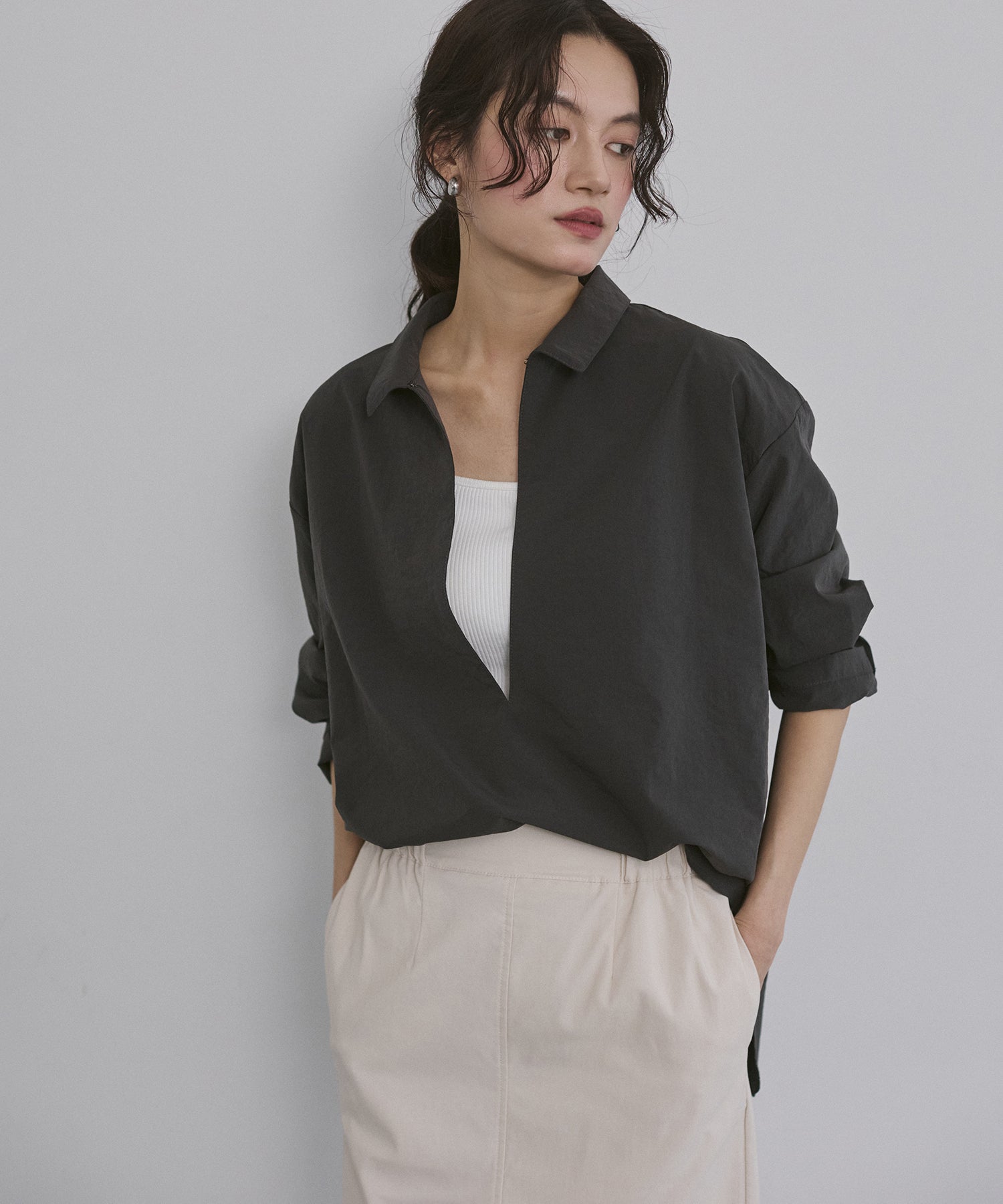 LIMITED] BROAD/TENCEL DENIM SKIPPER SHIRT