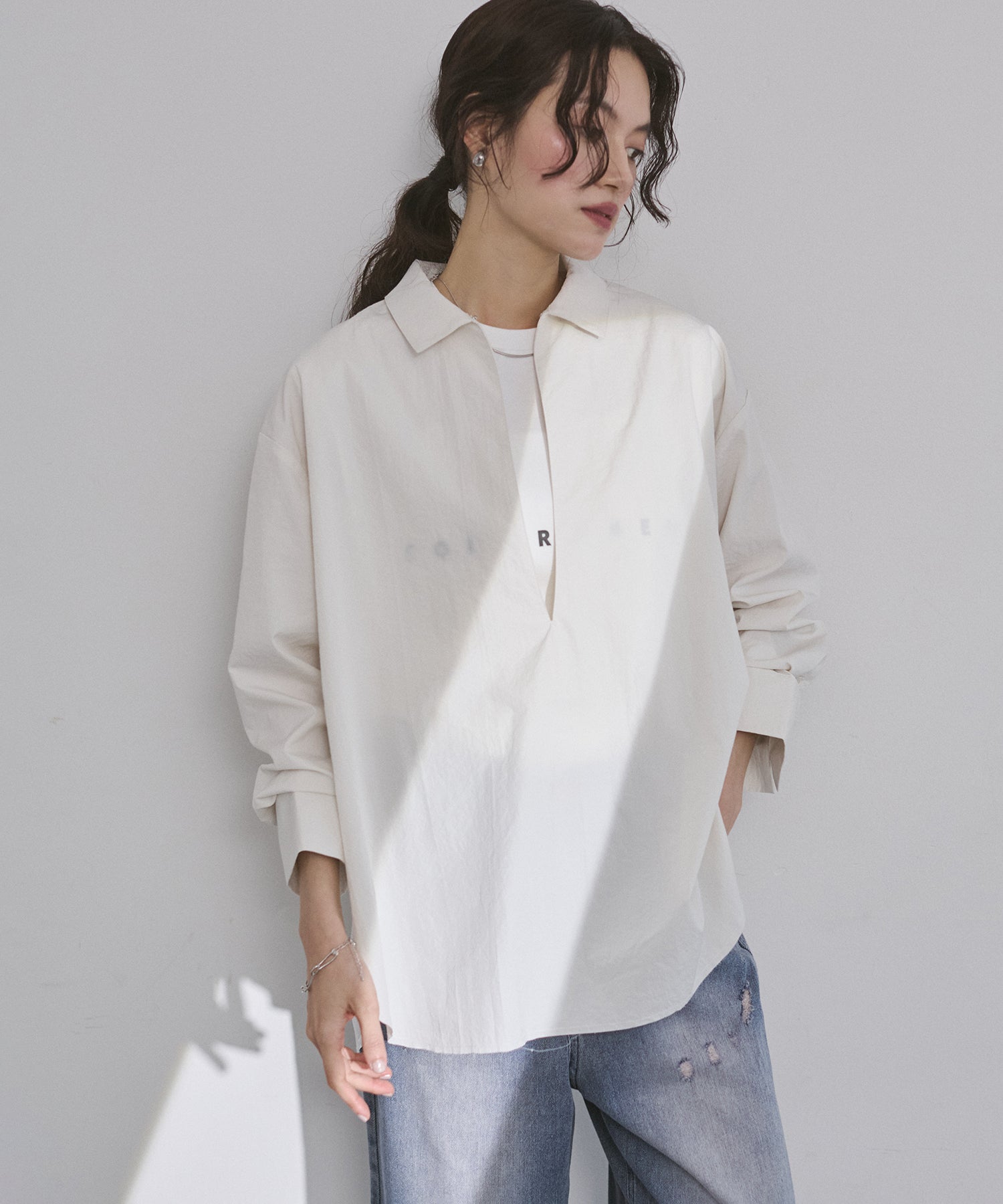LIMITED] BROAD/TENCEL DENIM SKIPPER SHIRT