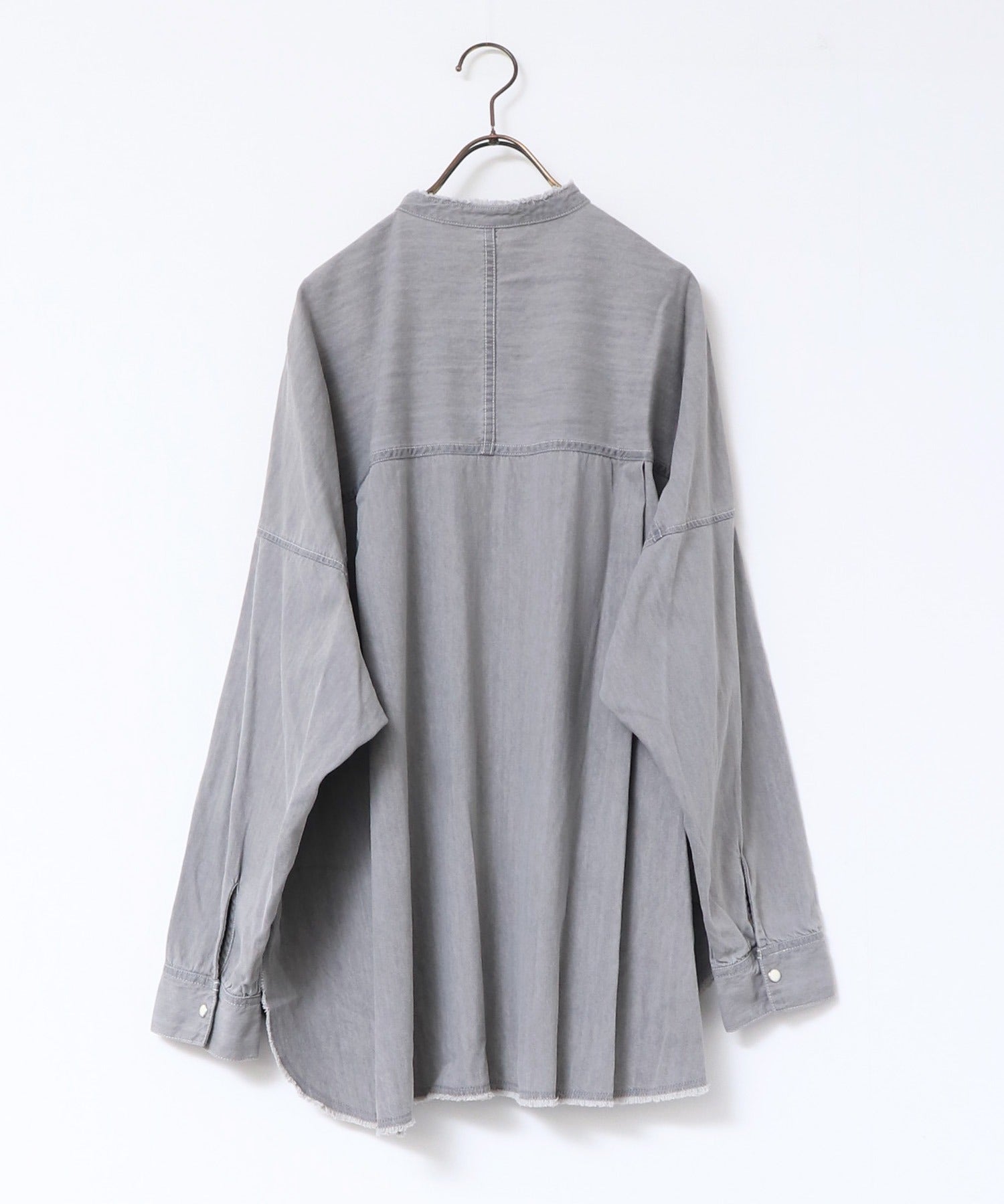 【WEB限定/別注】 バンドカラー オーバーサイズ デニムシャツ