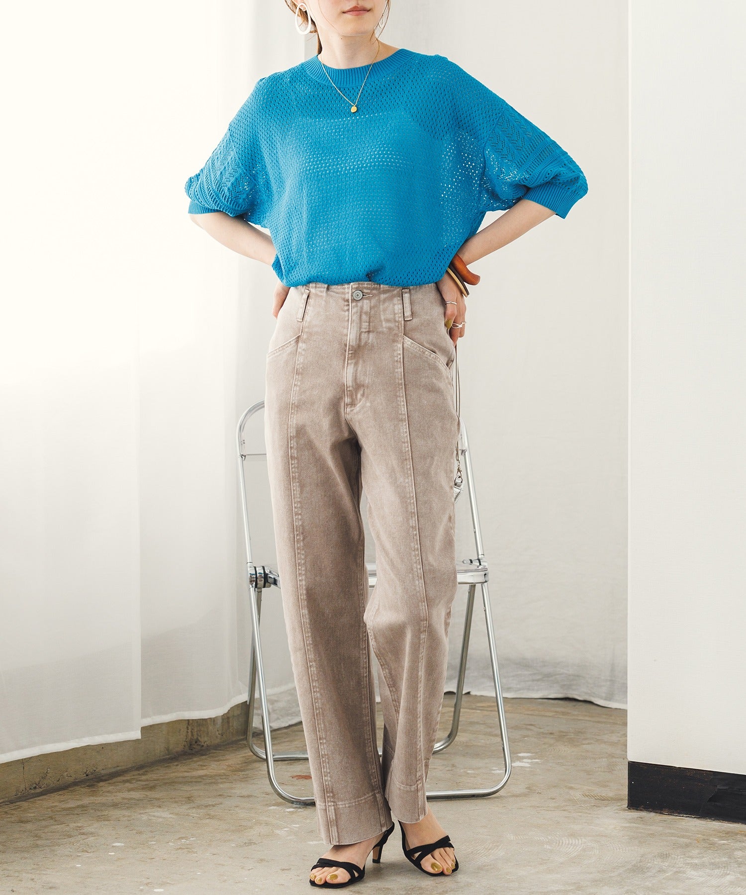 DENIM/TWILL STRAIGHT PANTS