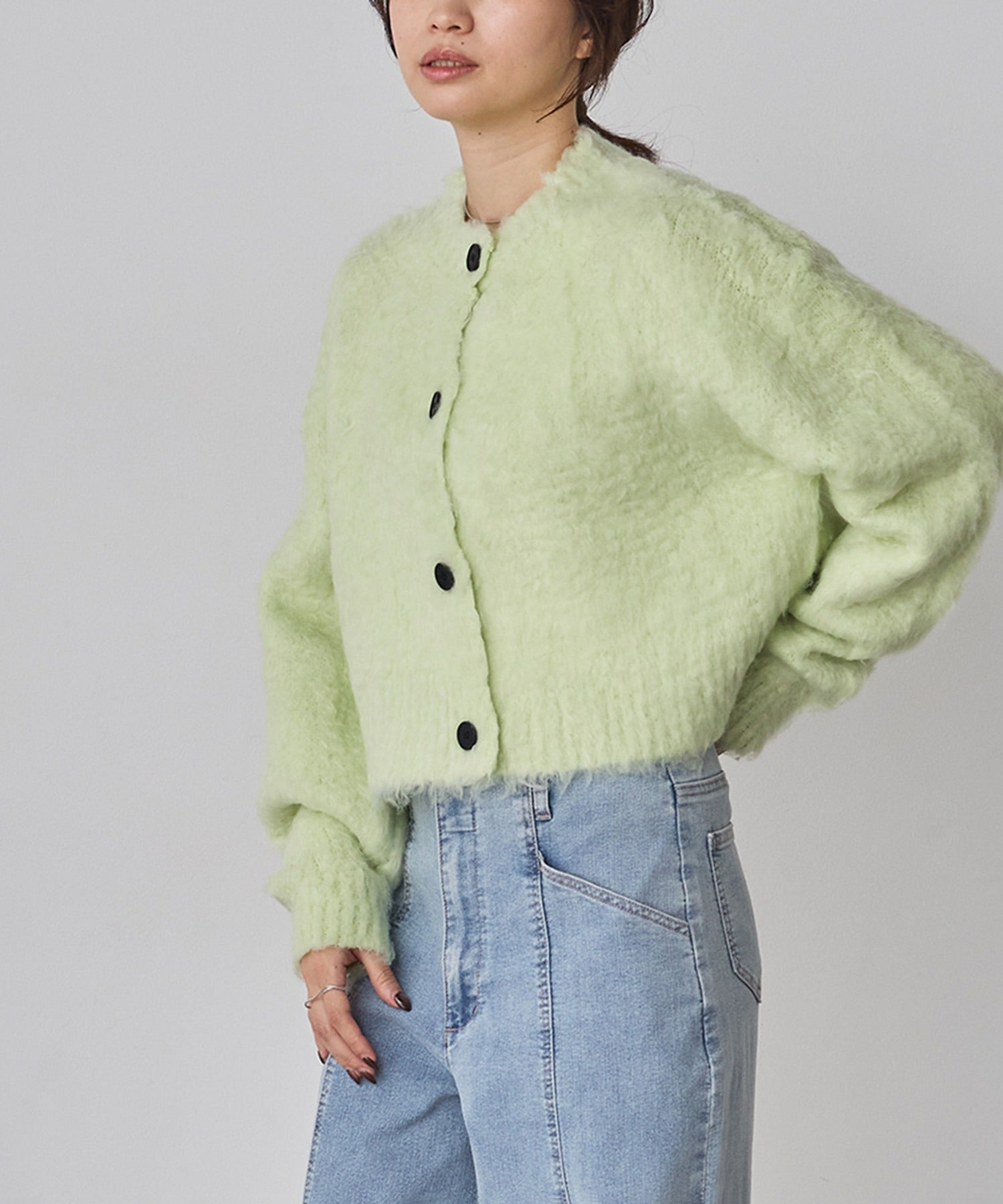 SHAGGY BRUSHED SHORT CARDIGAN