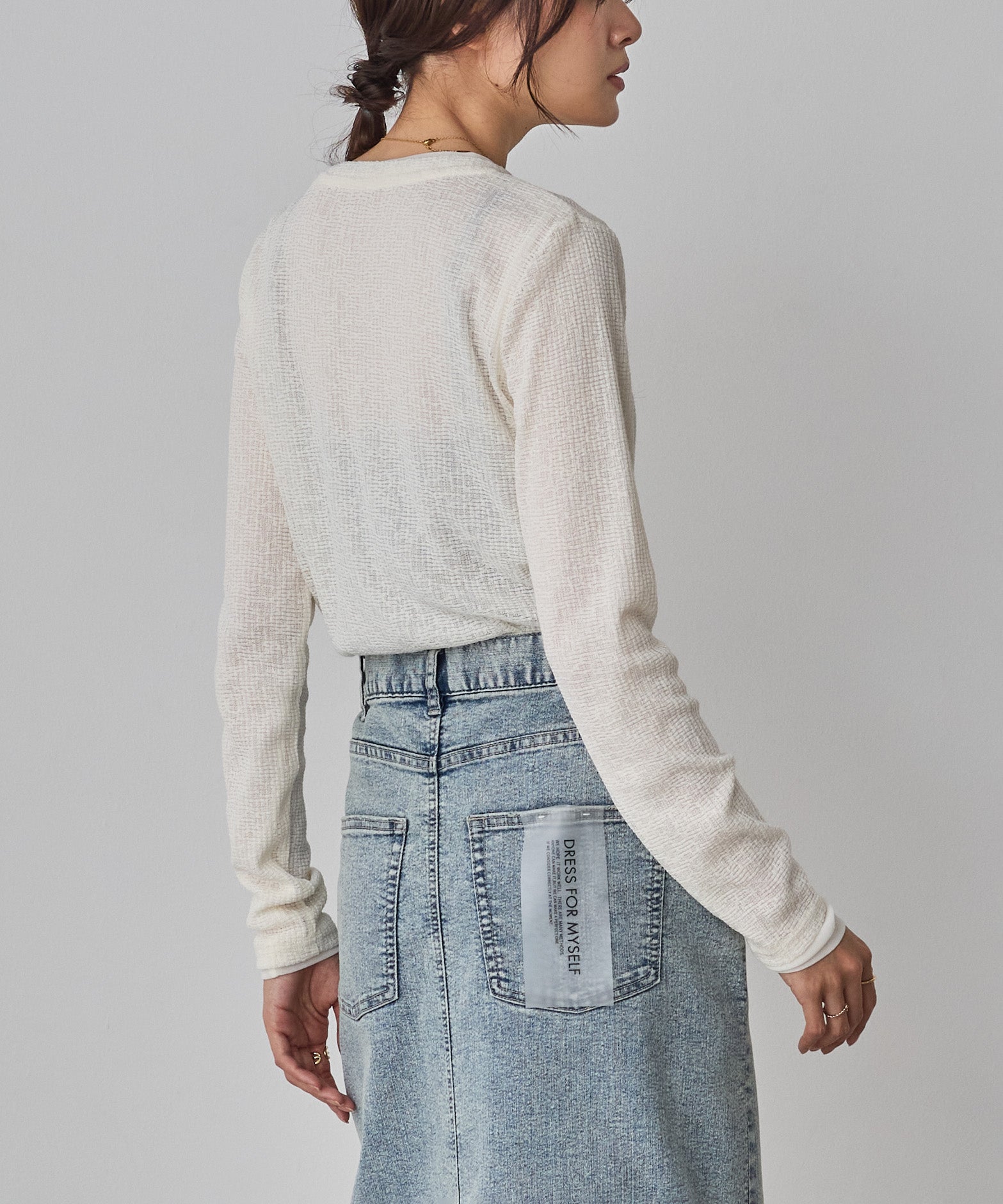 ヘンリーネック レイヤードシアートップス