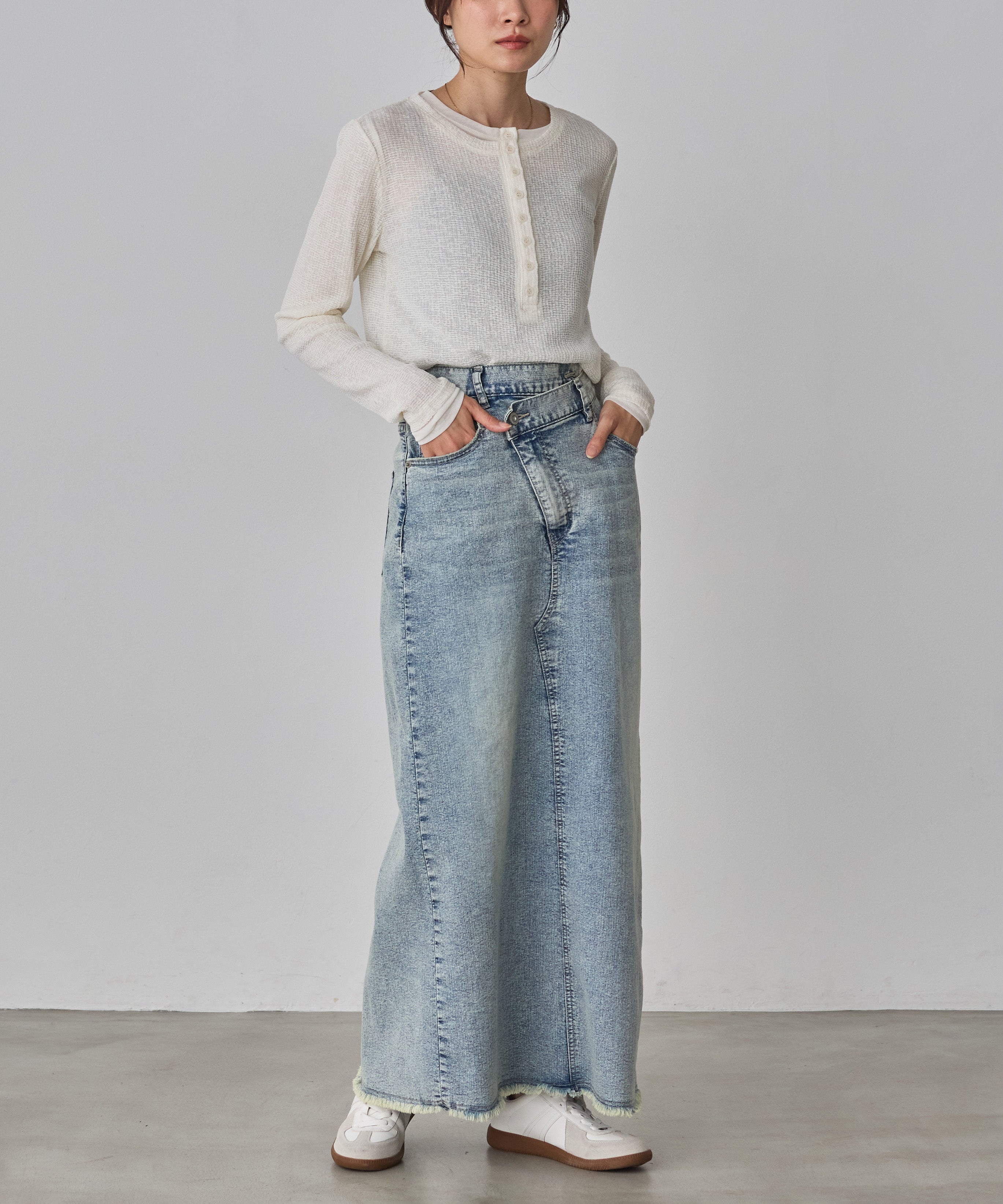 ヘンリーネック レイヤードシアートップス