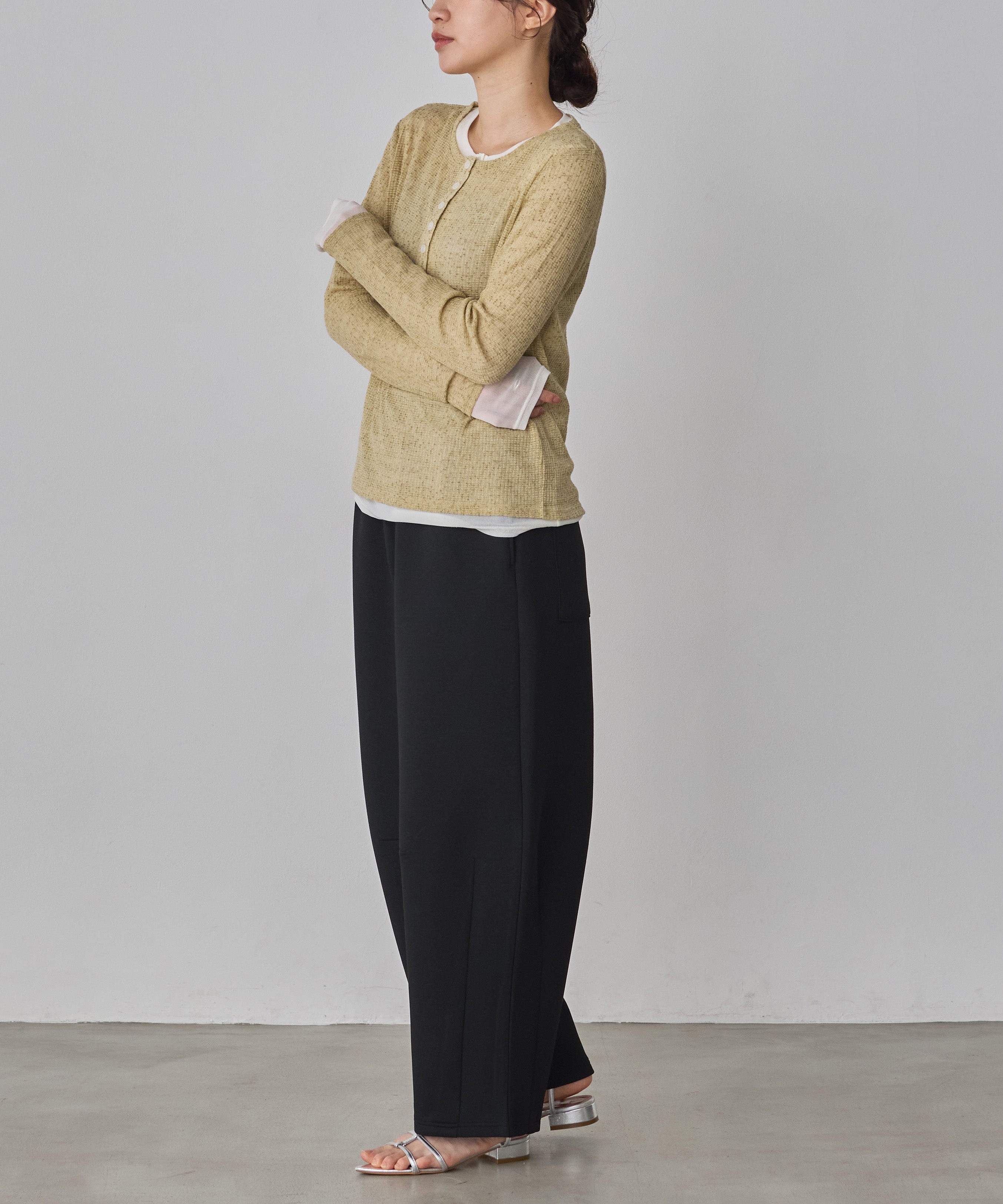 ヘンリーネック レイヤードシアートップス