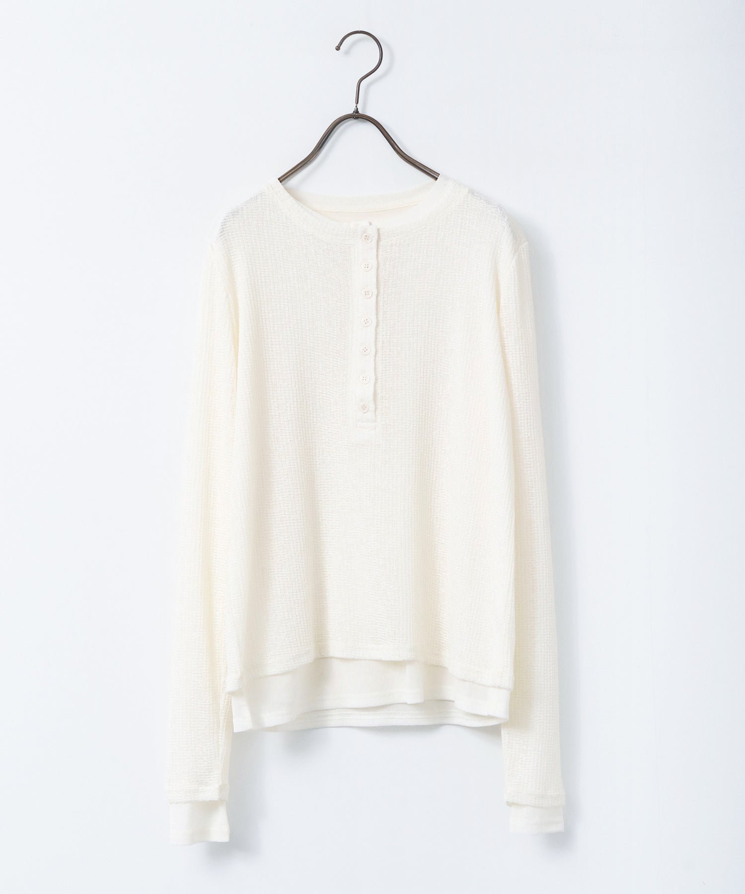 ヘンリーネック レイヤードシアートップス