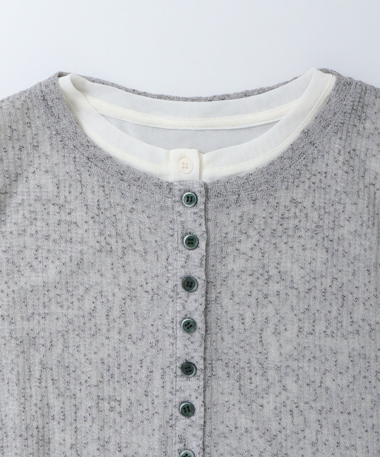 ヘンリーネック レイヤードシアートップス