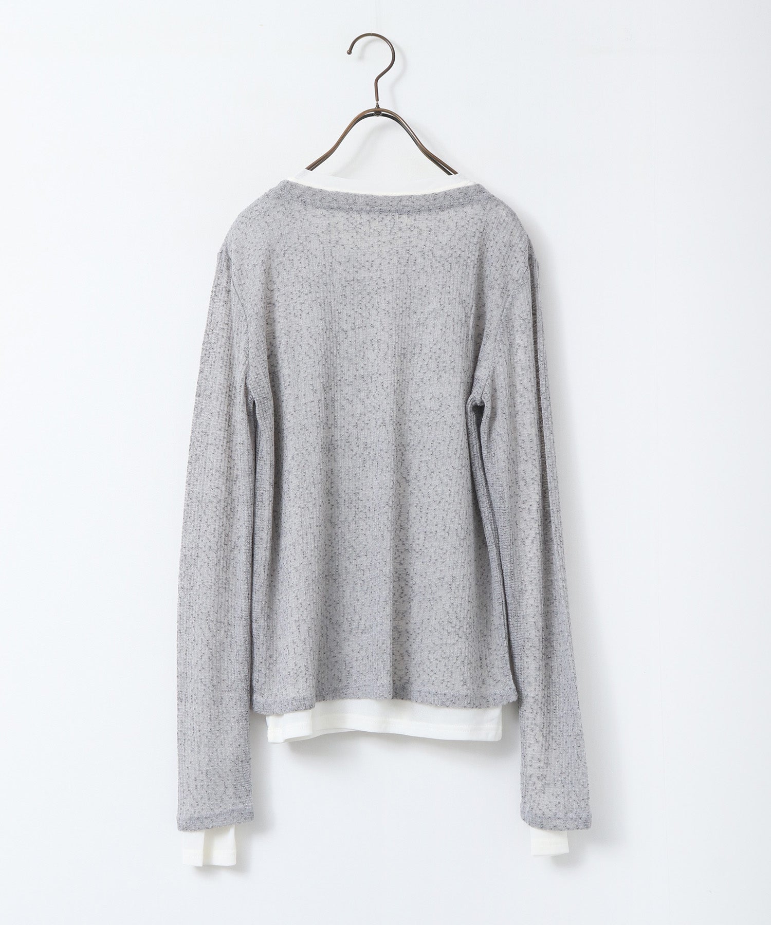ヘンリーネック レイヤードシアートップス