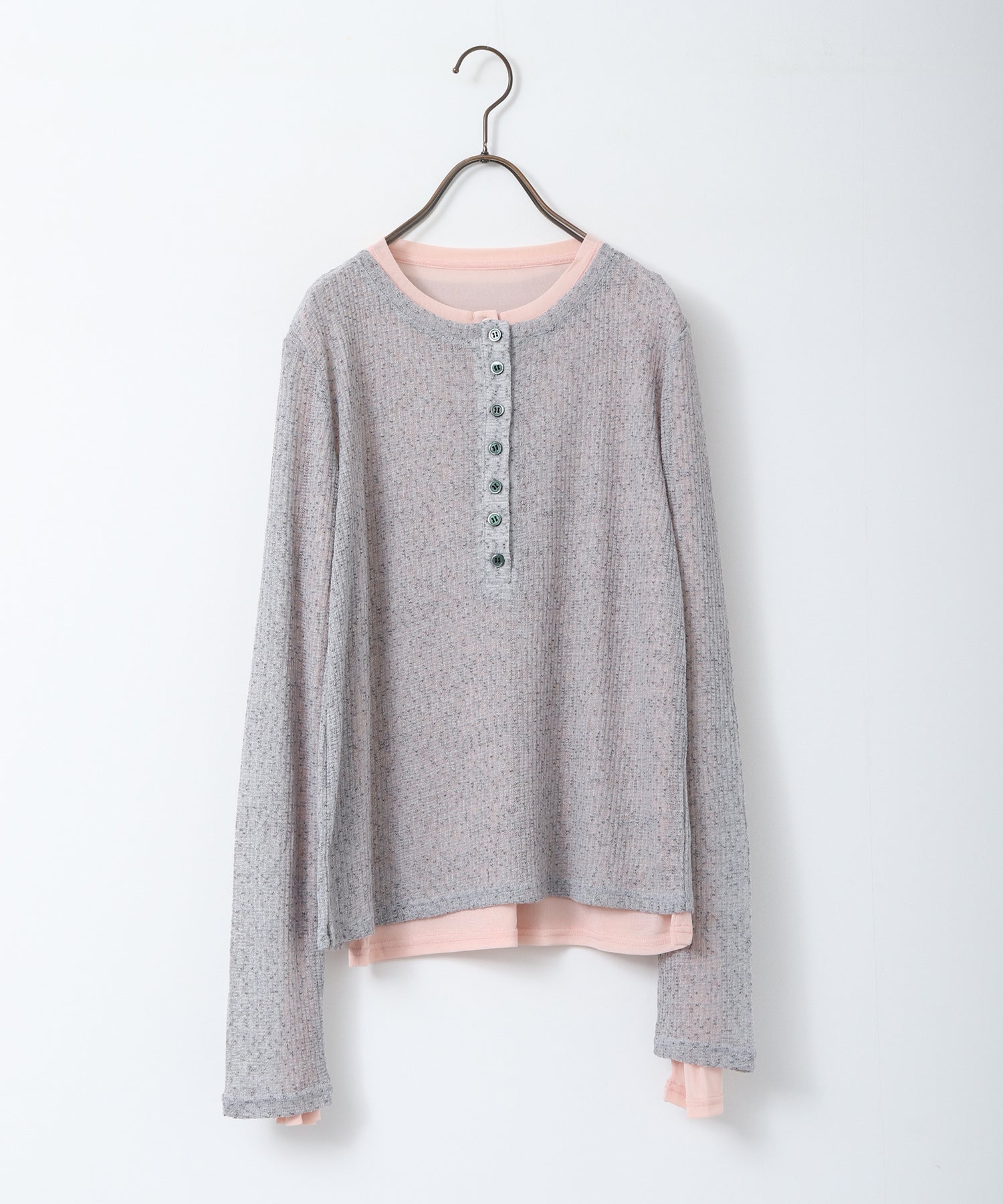 ヘンリーネック レイヤードシアートップス