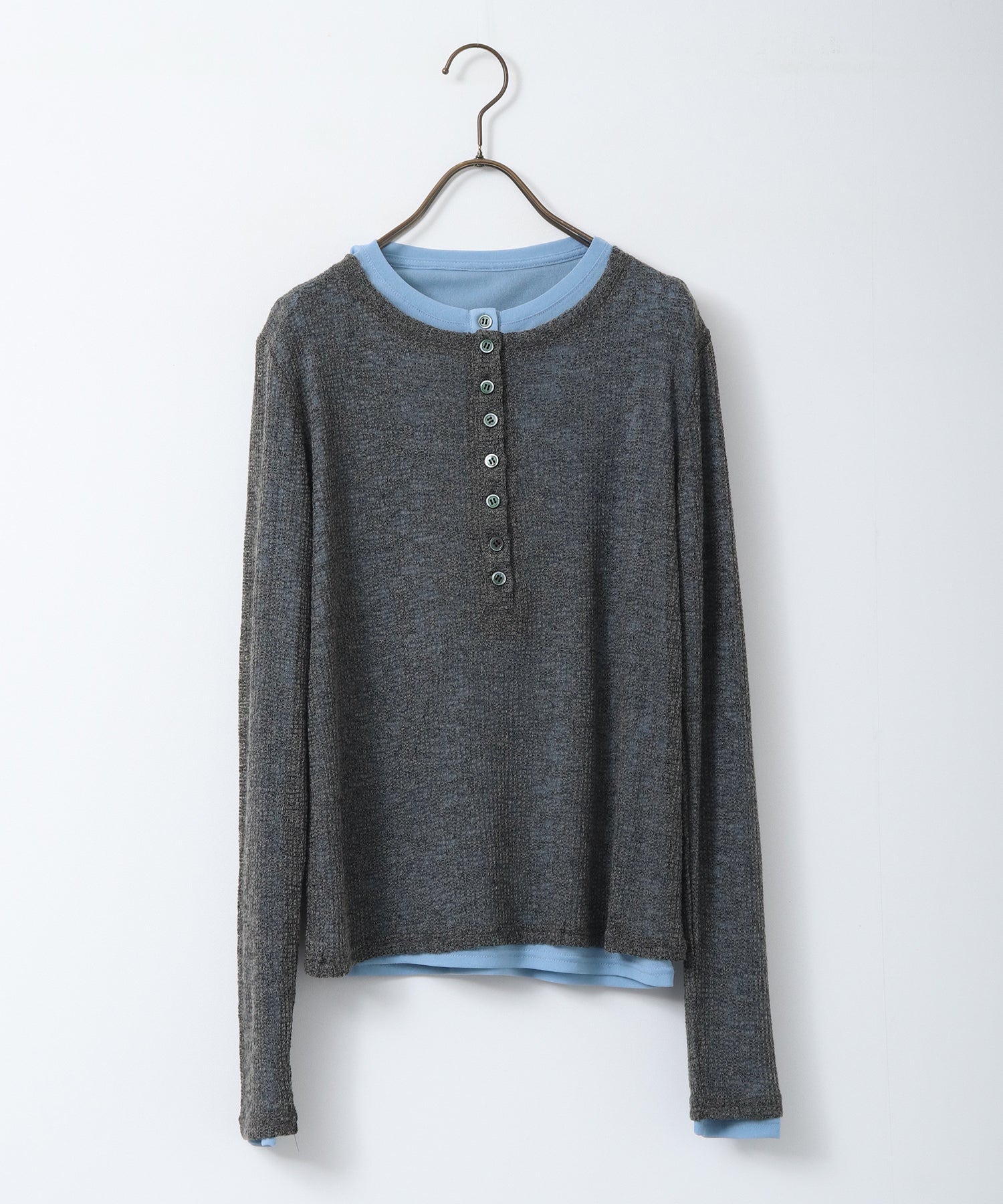 ヘンリーネック レイヤードシアートップス