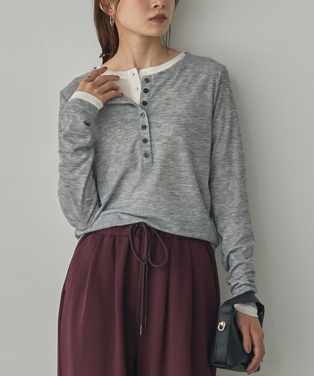 HENRY-NECK LAYERED TOPS