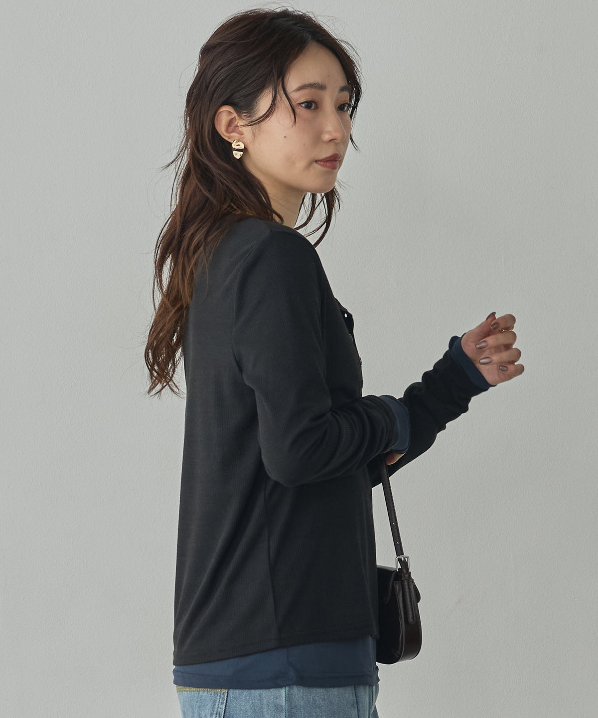 HENRY-NECK LAYERED TOPS