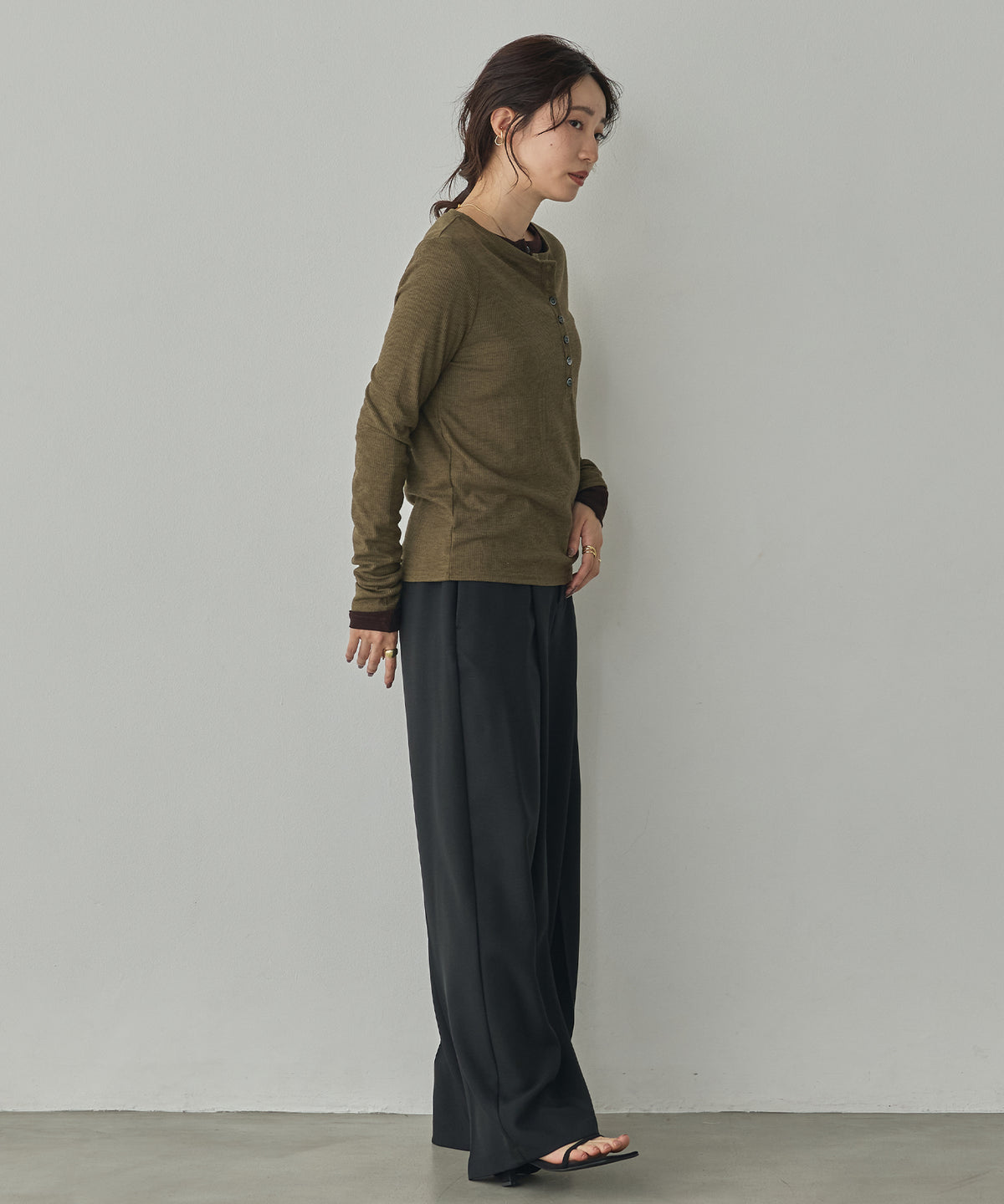 HENRY-NECK LAYERED TOPS