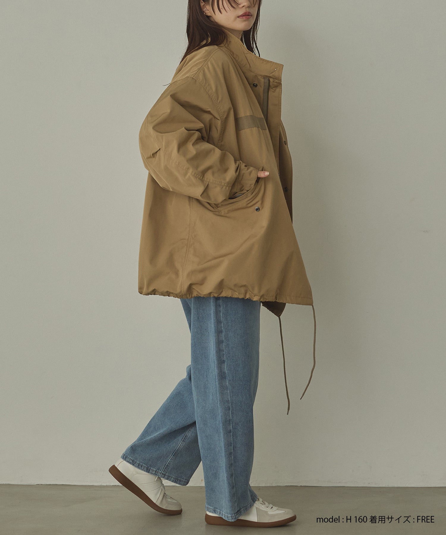 N.O.R.C フード付きベージュモッズコート N.O.R.C フード付きベージュモッズコート