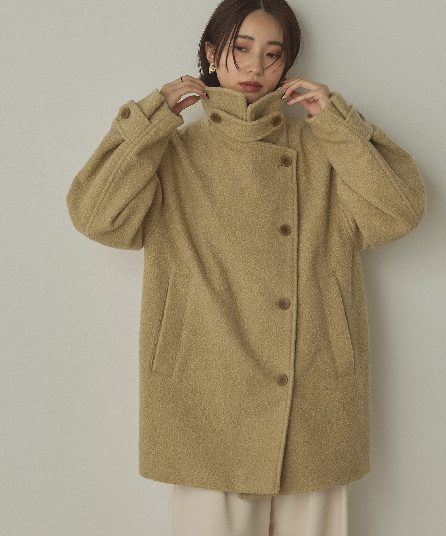 美品 センソユニコ ロングコート 変形コート ストールカラー ニットコート 美品 センソユニコ ロングコート 変形コート ストールカラー