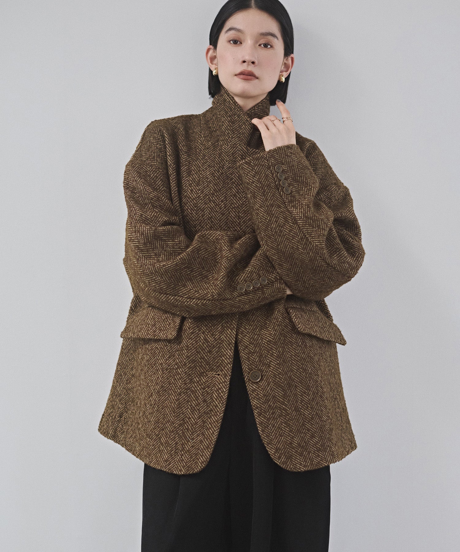 ヘリンボーン ジャケットコート