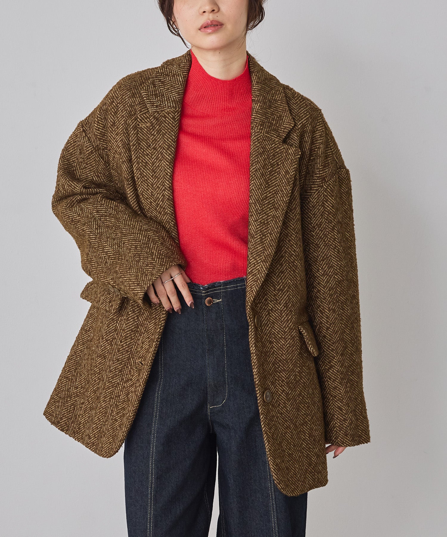 ヘリンボーン ジャケットコート