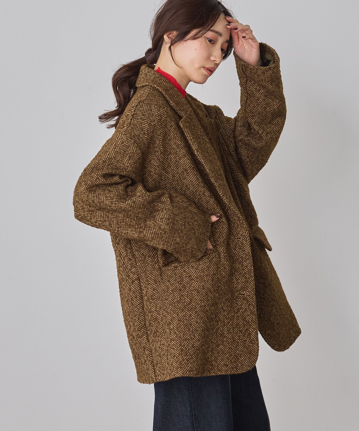 ヘリンボーン ジャケットコート