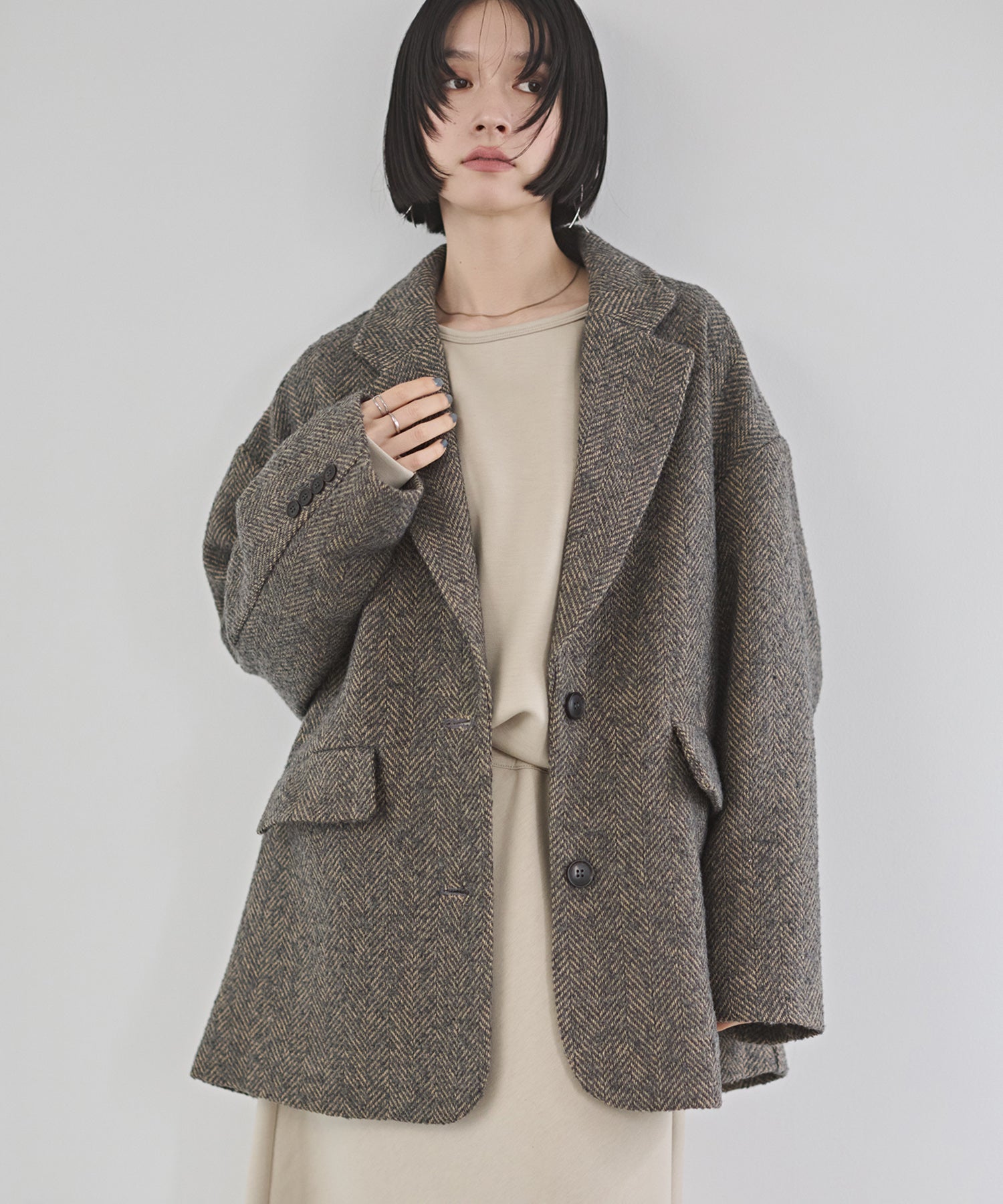 ヘリンボーン ジャケットコート