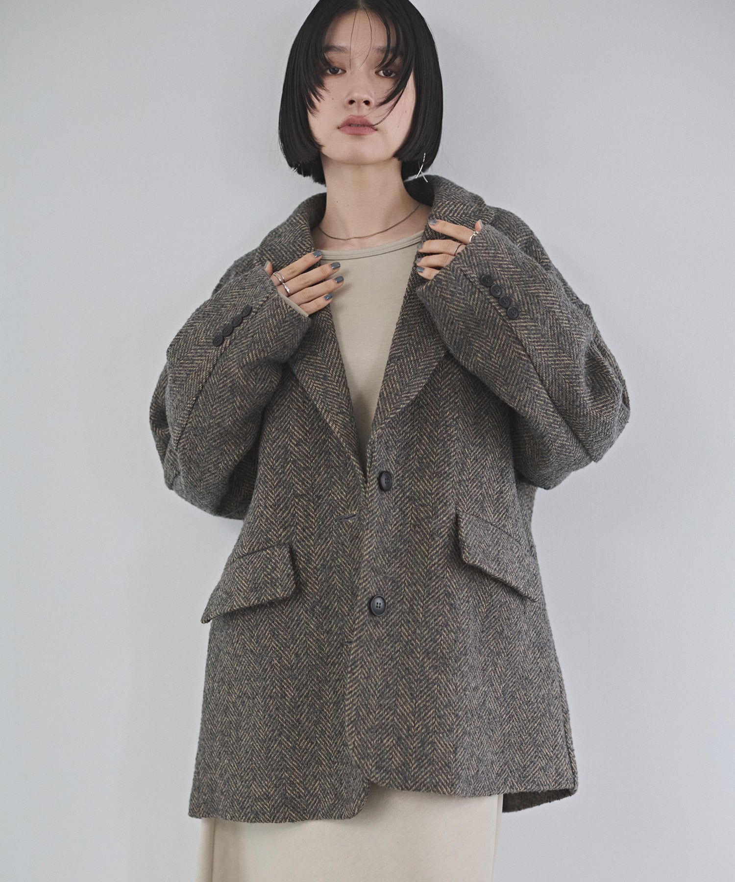 ヘリンボーン ジャケットコート