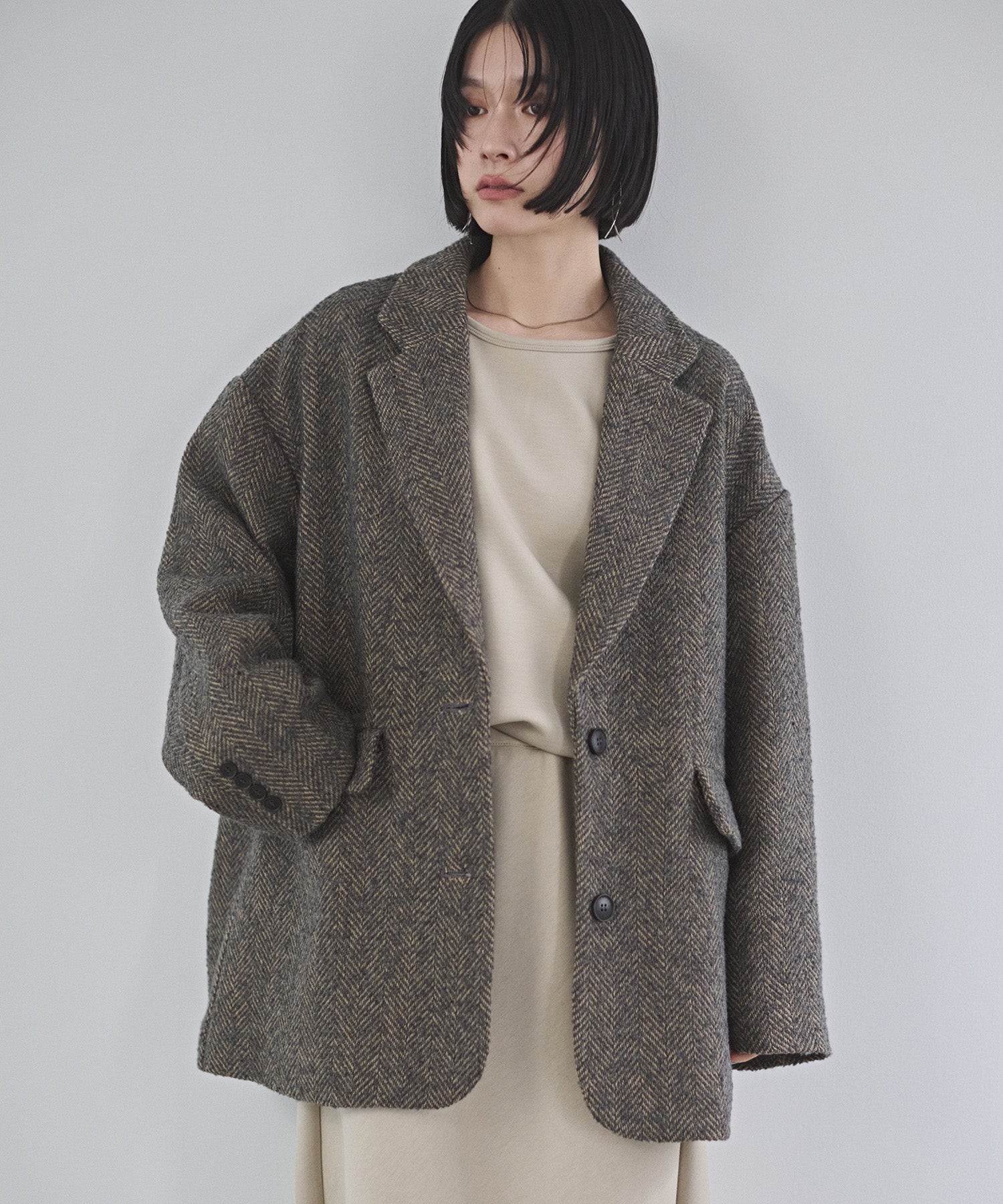 ヘリンボーン ジャケットコート