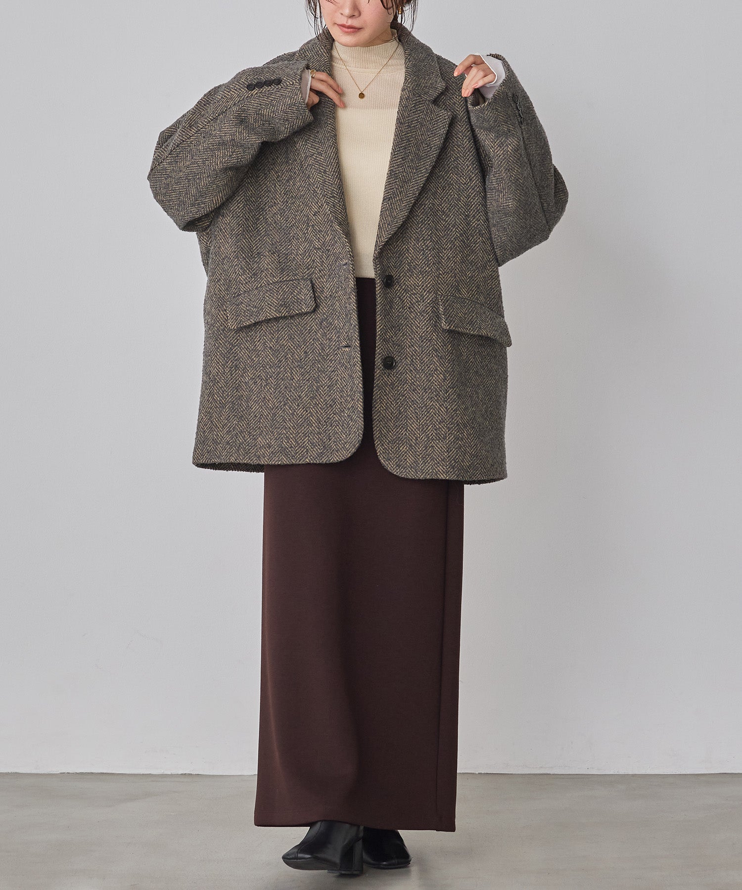 ヘリンボーン ジャケットコート